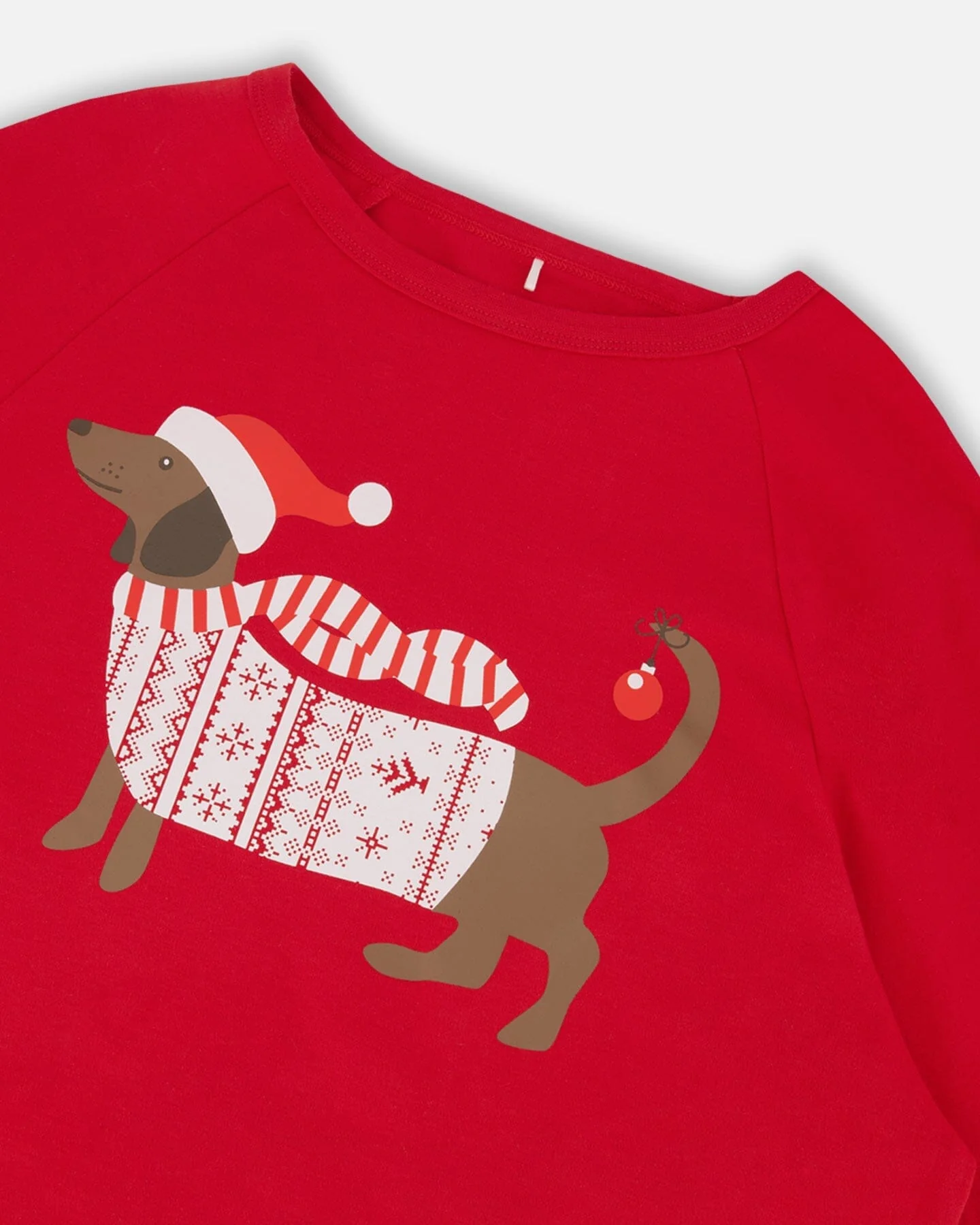 Adult Men Organic Cotton Two-Piece Pajama Set Red And White Fairisle - Deux par Deux