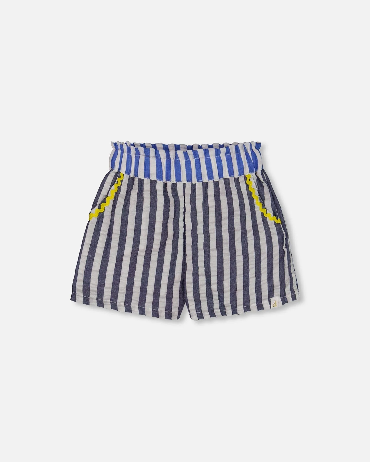 Seersucker Short Navy Blue And White - Deux par Deux
