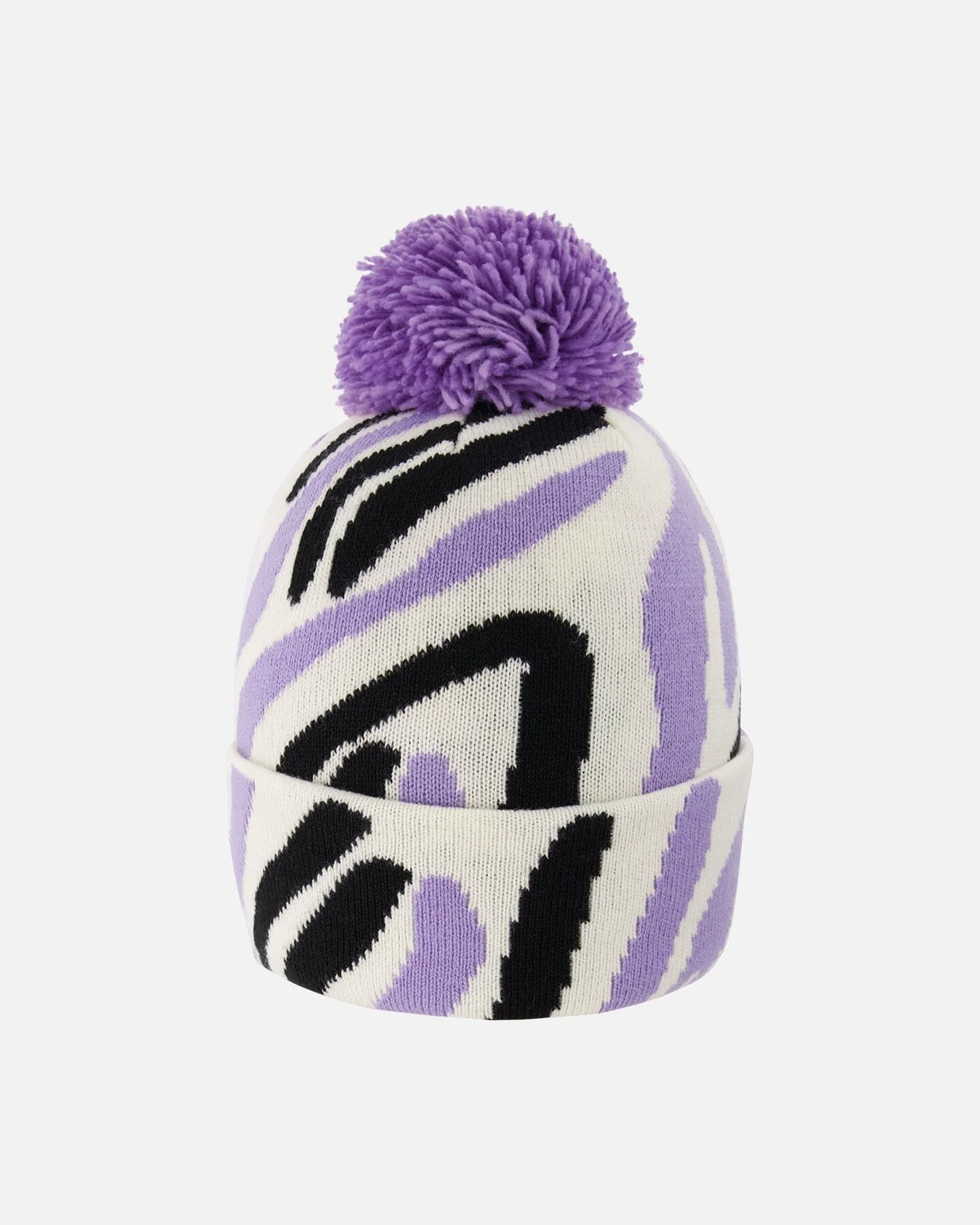 Lined Knit Pompom Hat Black, White And Lilac - Deux par Deux