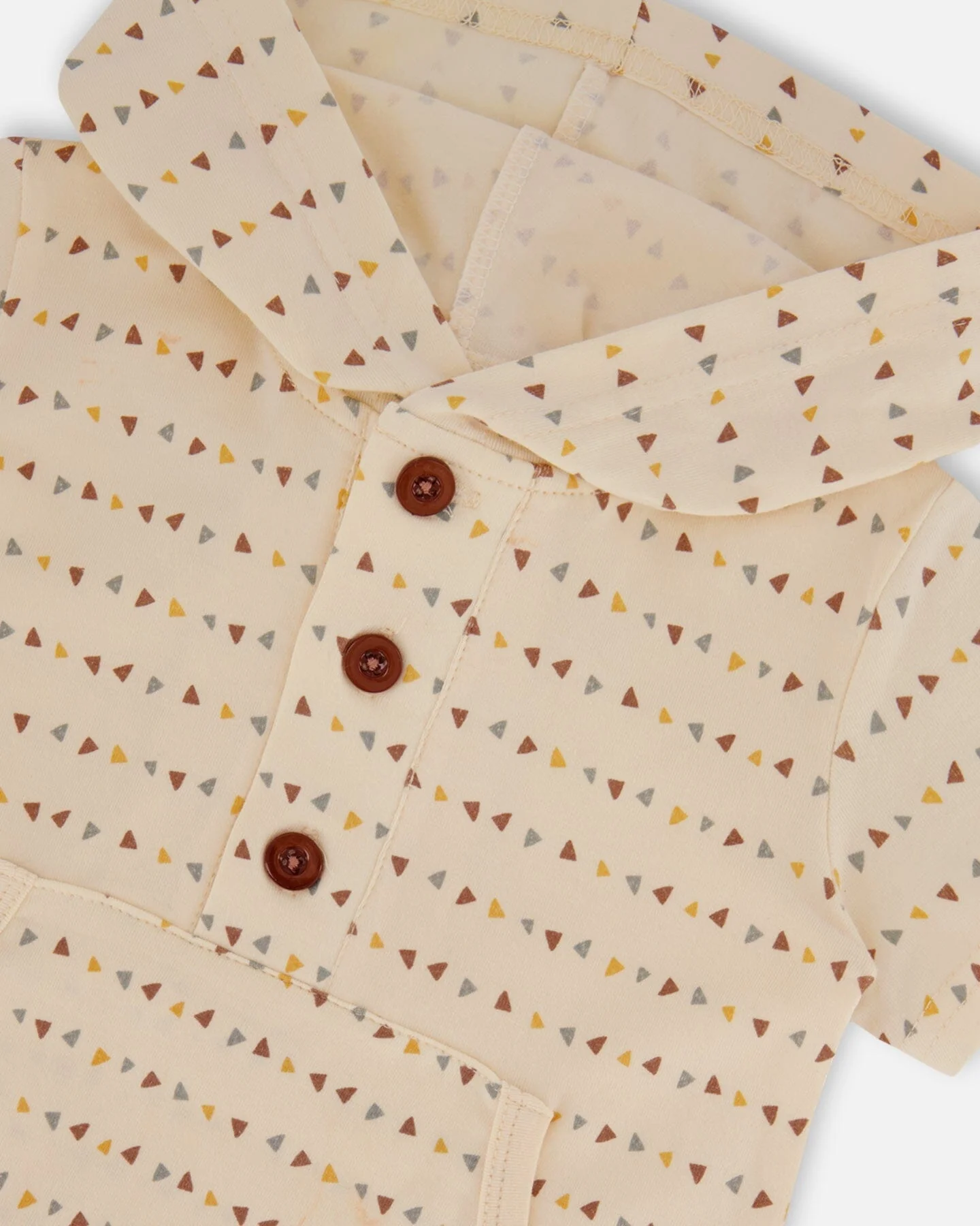 Printed Organic Cotton Hooded Romper Off-White - Deux par Deux