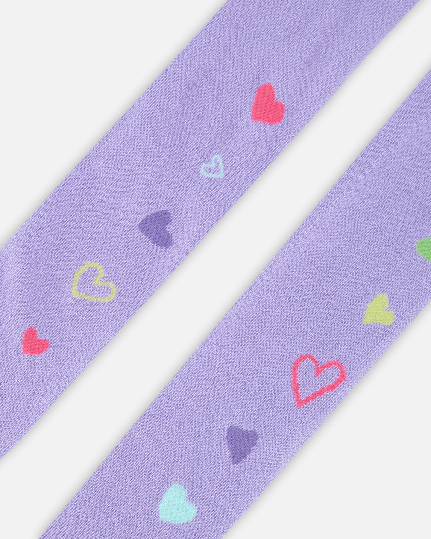 Knit Tights Lavender With Hearts - Deux par Deux