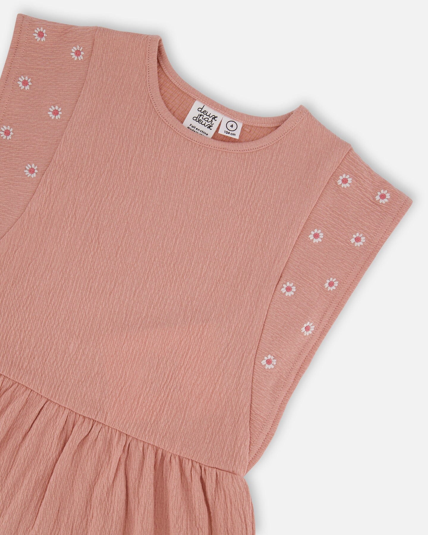 Crinkle Jersey Tunic With Embroidery Dark Old Pink - Deux par Deux