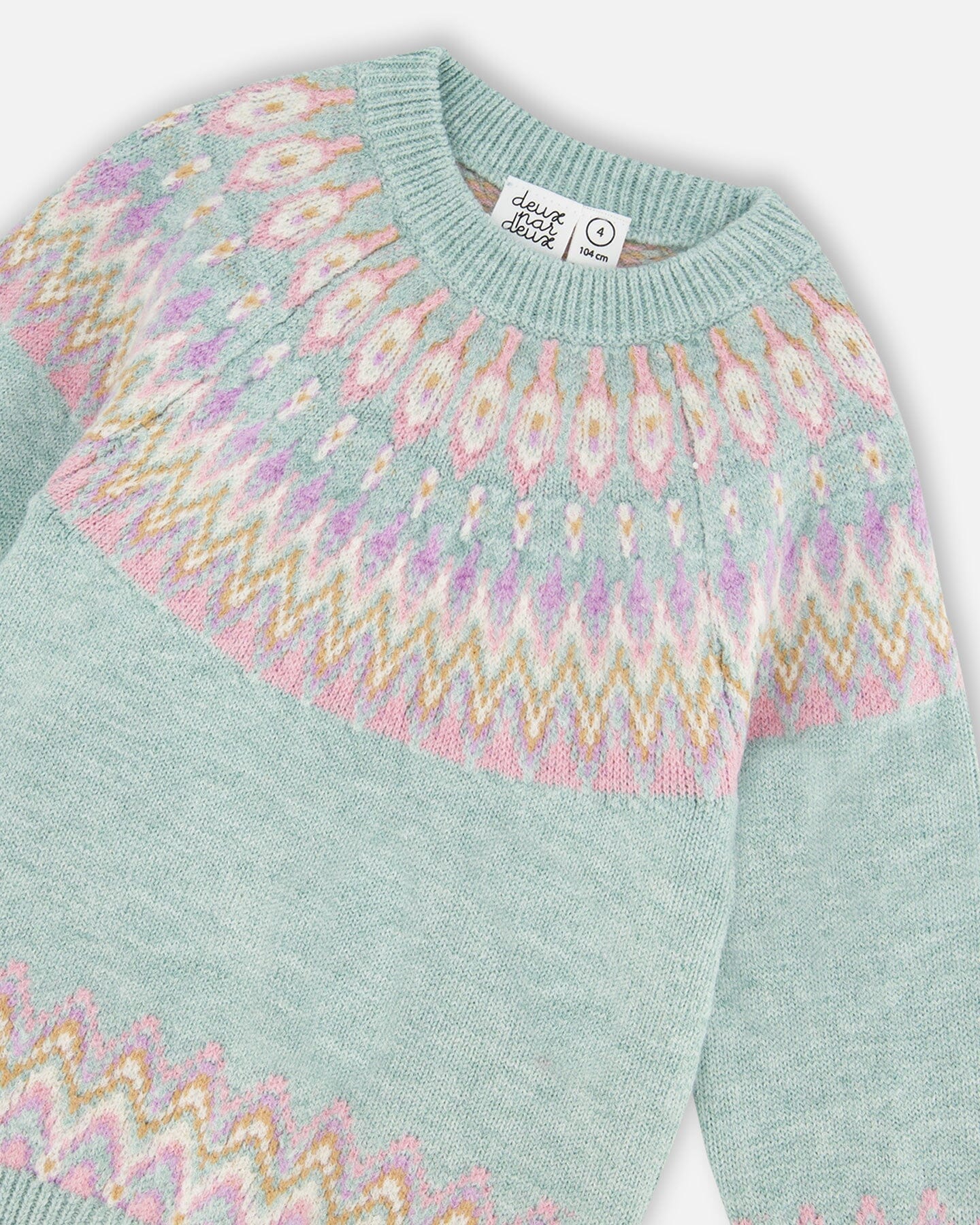 Sweater With Norwegian Jacquard Turquoise Blue - Deux par Deux