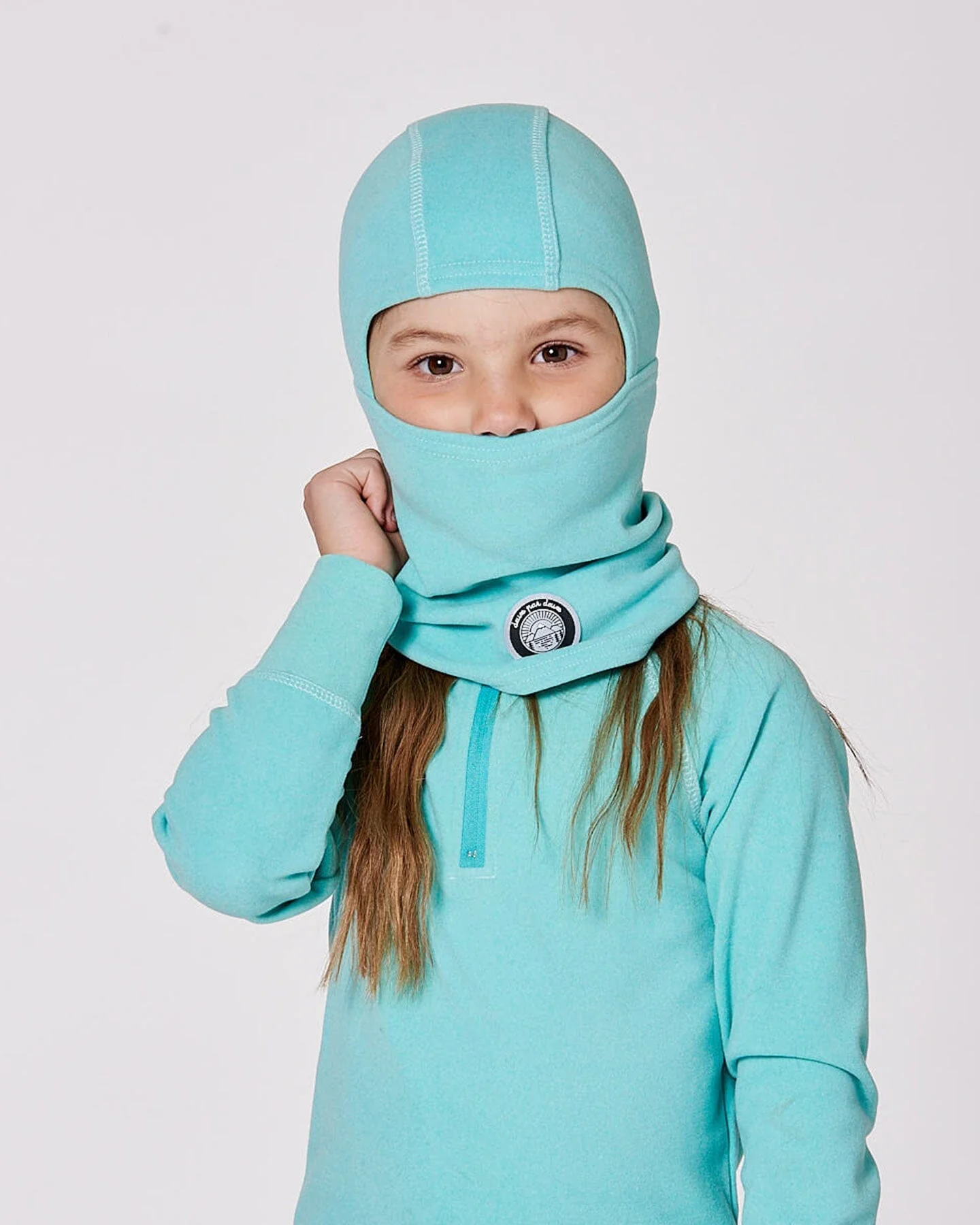 Brushed Jersey Balaclava Turquoise Blue - Deux par Deux