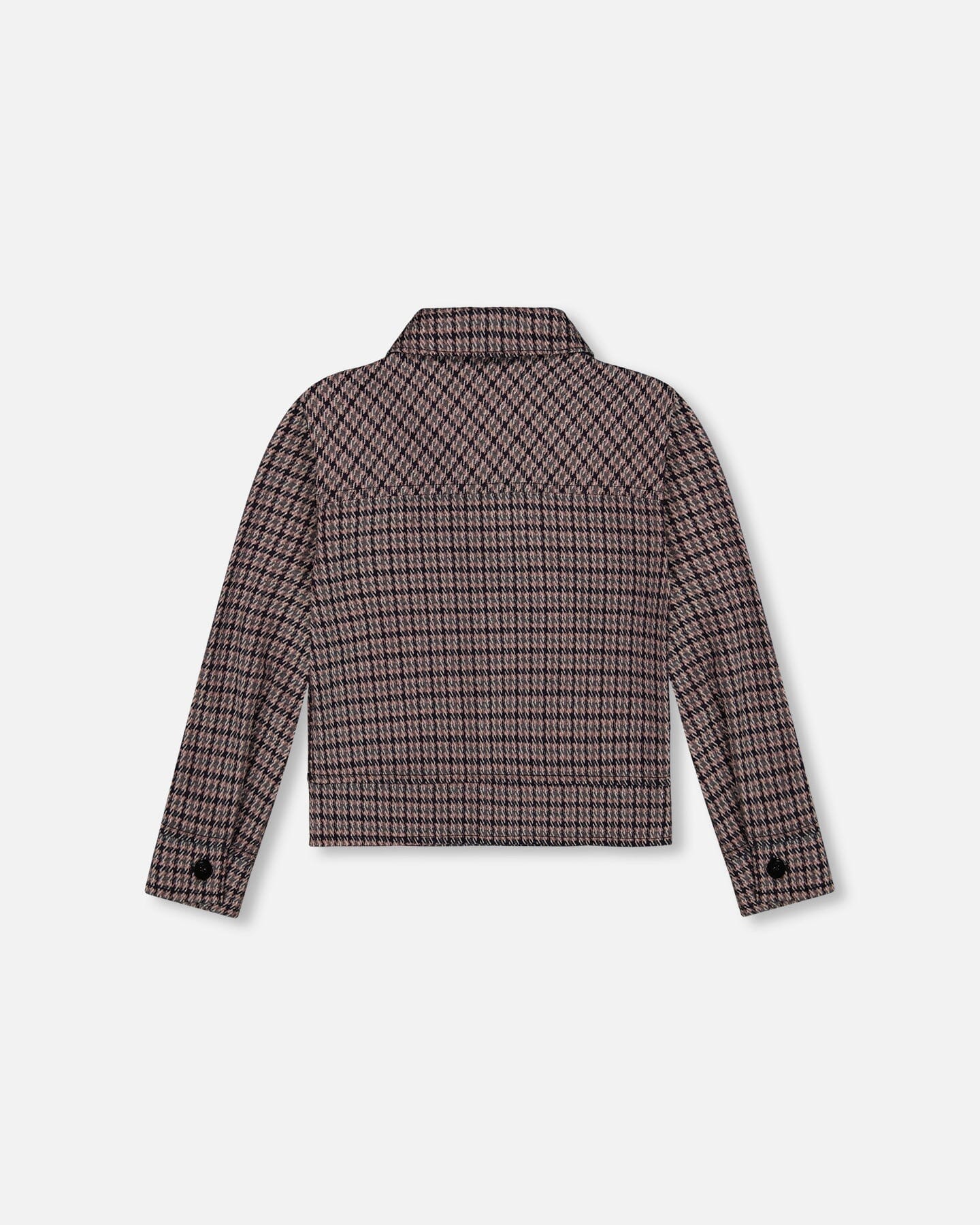 Jacquard Knit Jacket With Houndstooth Pattern - Deux par Deux