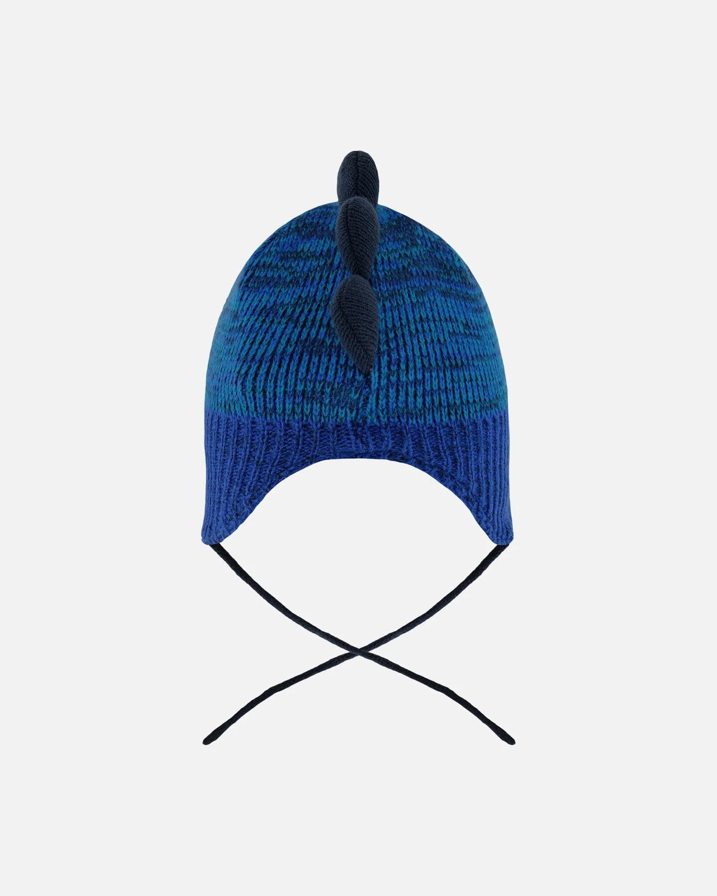 Lined Dino Peruvian Knit Winter Hat With Pompom Blue - Deux par Deux