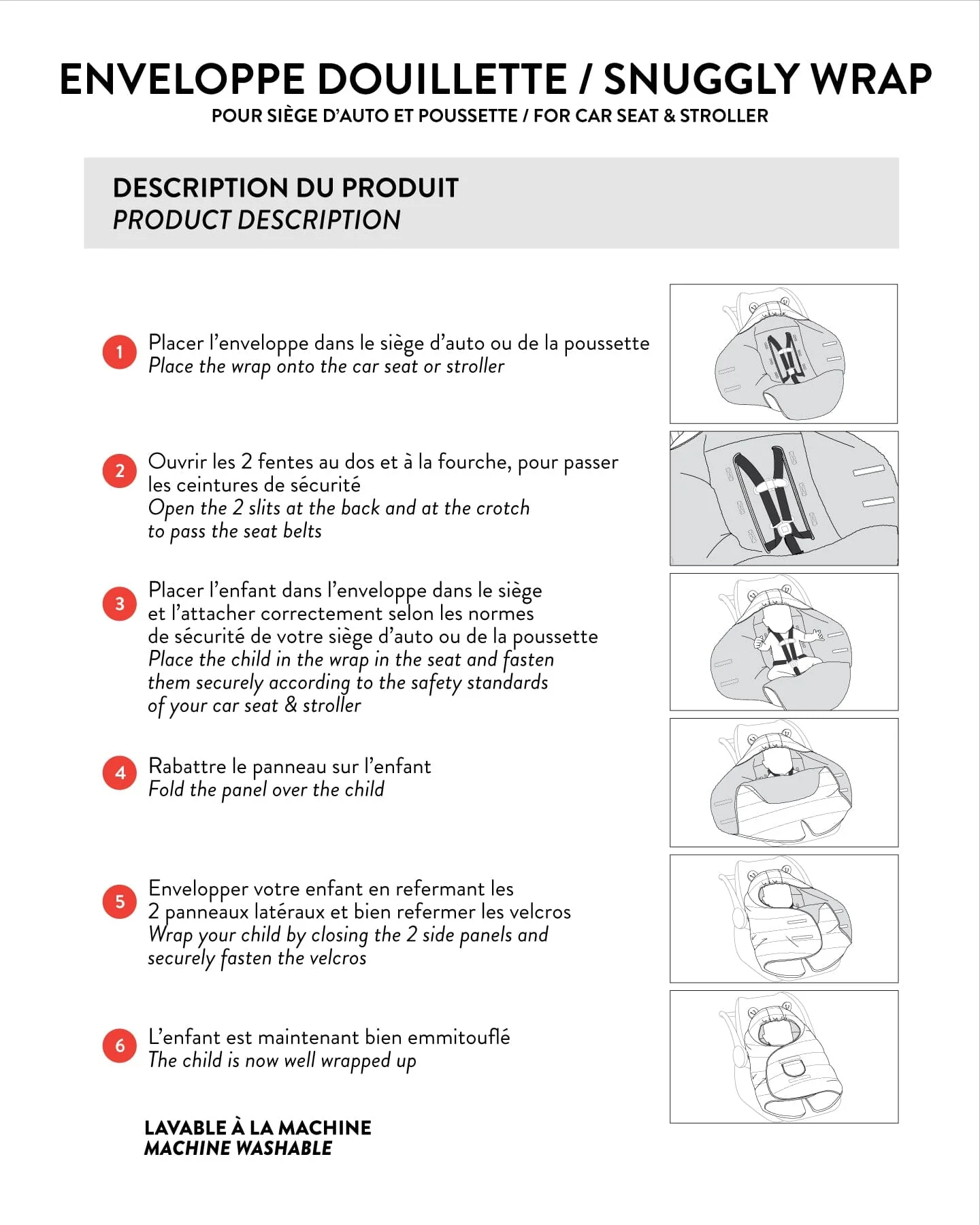 Snuggly Wrap Black For Car Seat And Stroller - Deux par Deux