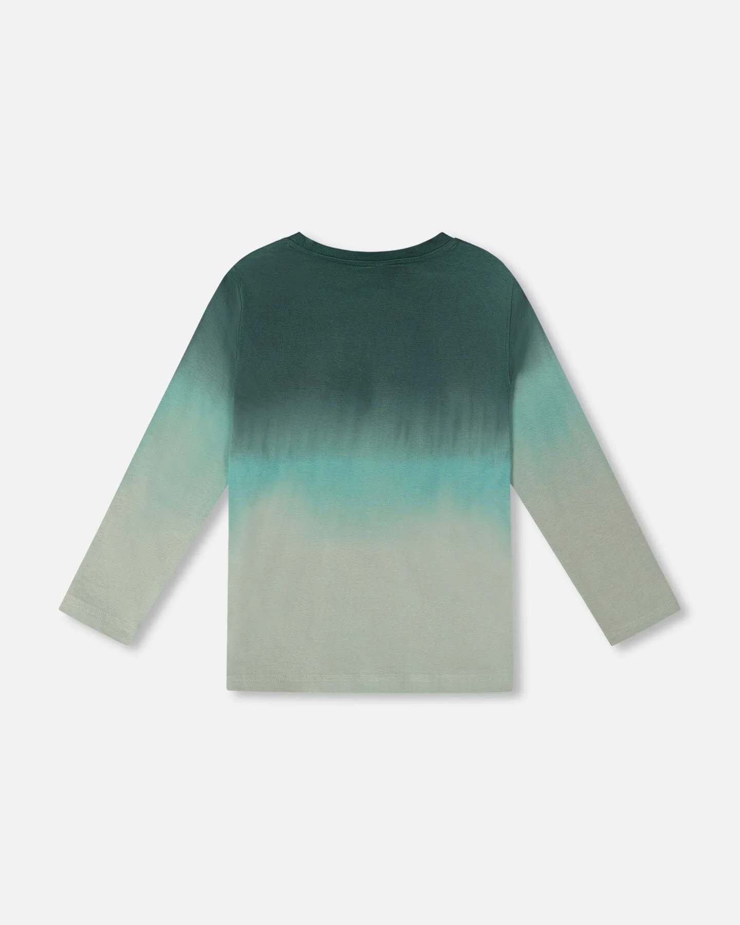 Long Sleeve Organic Cotton Gradient Jersey Tee Bottle Green - Deux par Deux