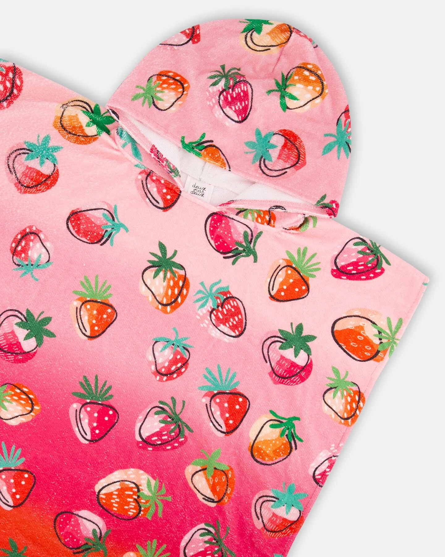 Bright Pink Strawberry Print Beach Poncho - Deux par Deux