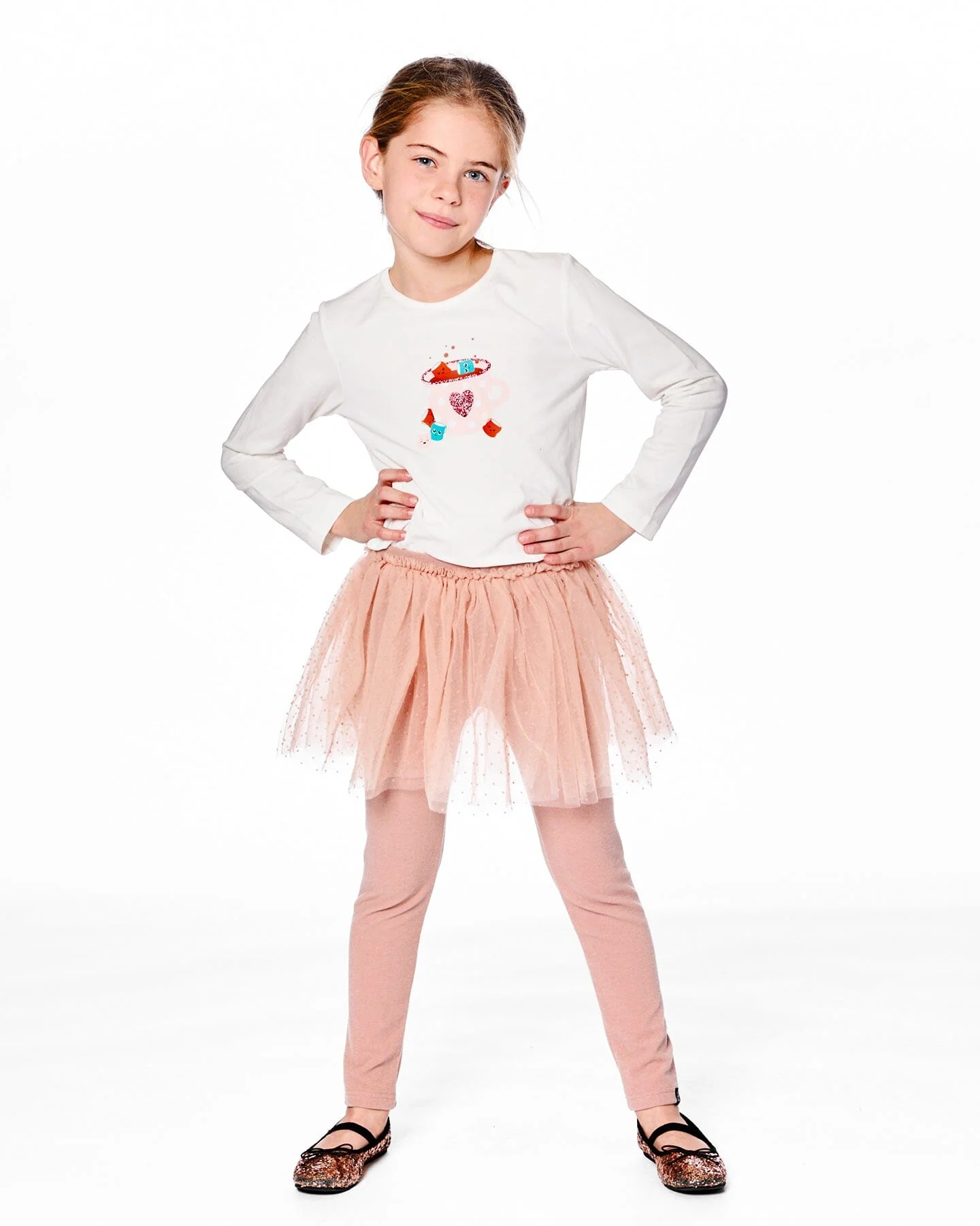 Leggings With Tulle Skirt Dusty Pink - Deux par Deux