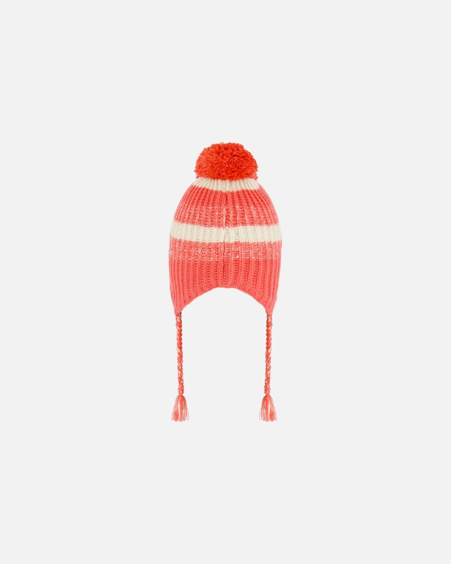 Peruvian Knit Hat Coral And White - Deux par Deux