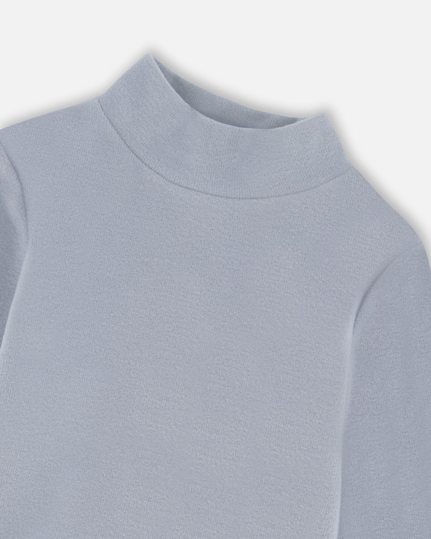 Super Soft Ribbed Mock Neck Top Blue Gray - Deux par Deux
