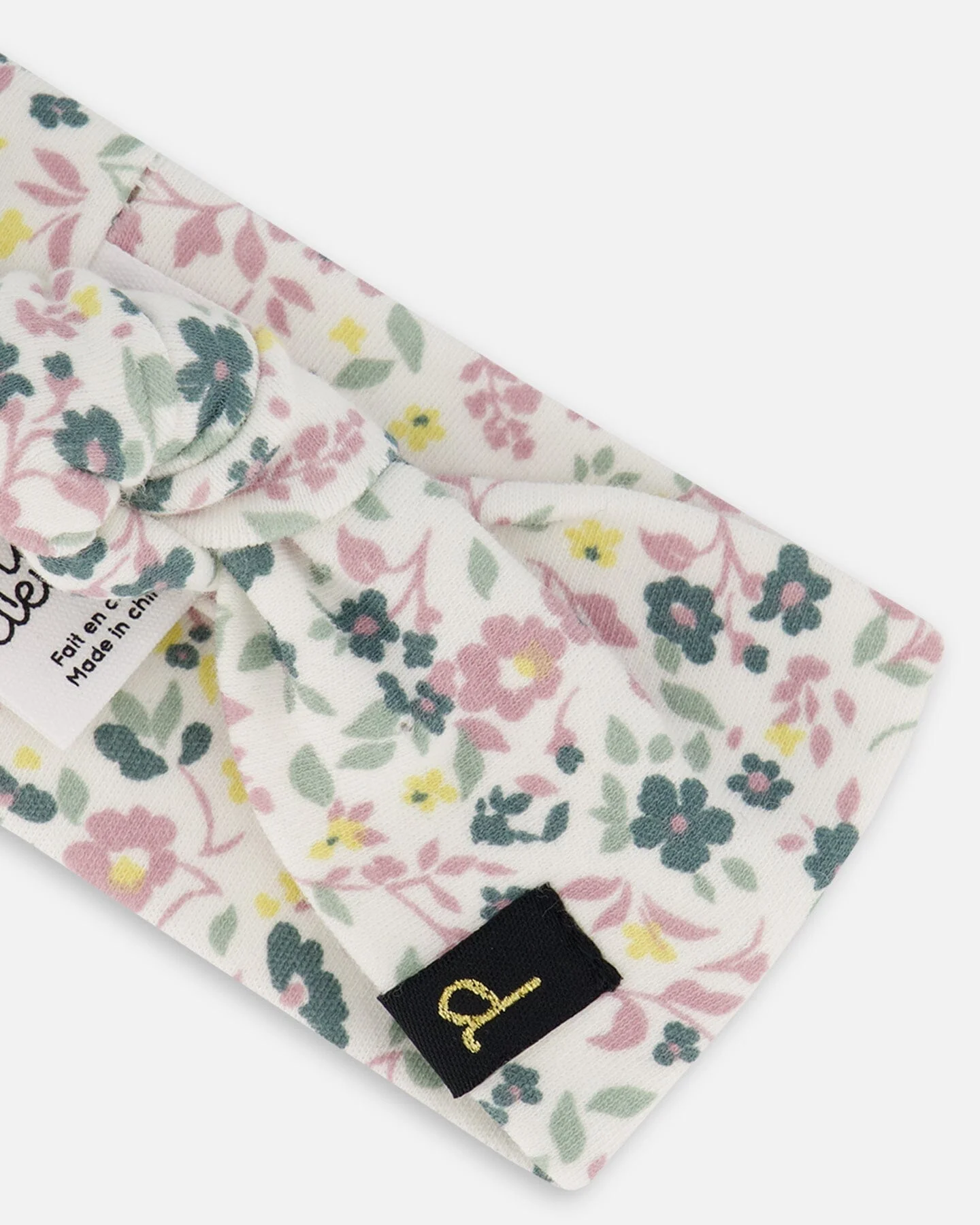 Organic Cotton Headband Off-White Floral - Deux par Deux