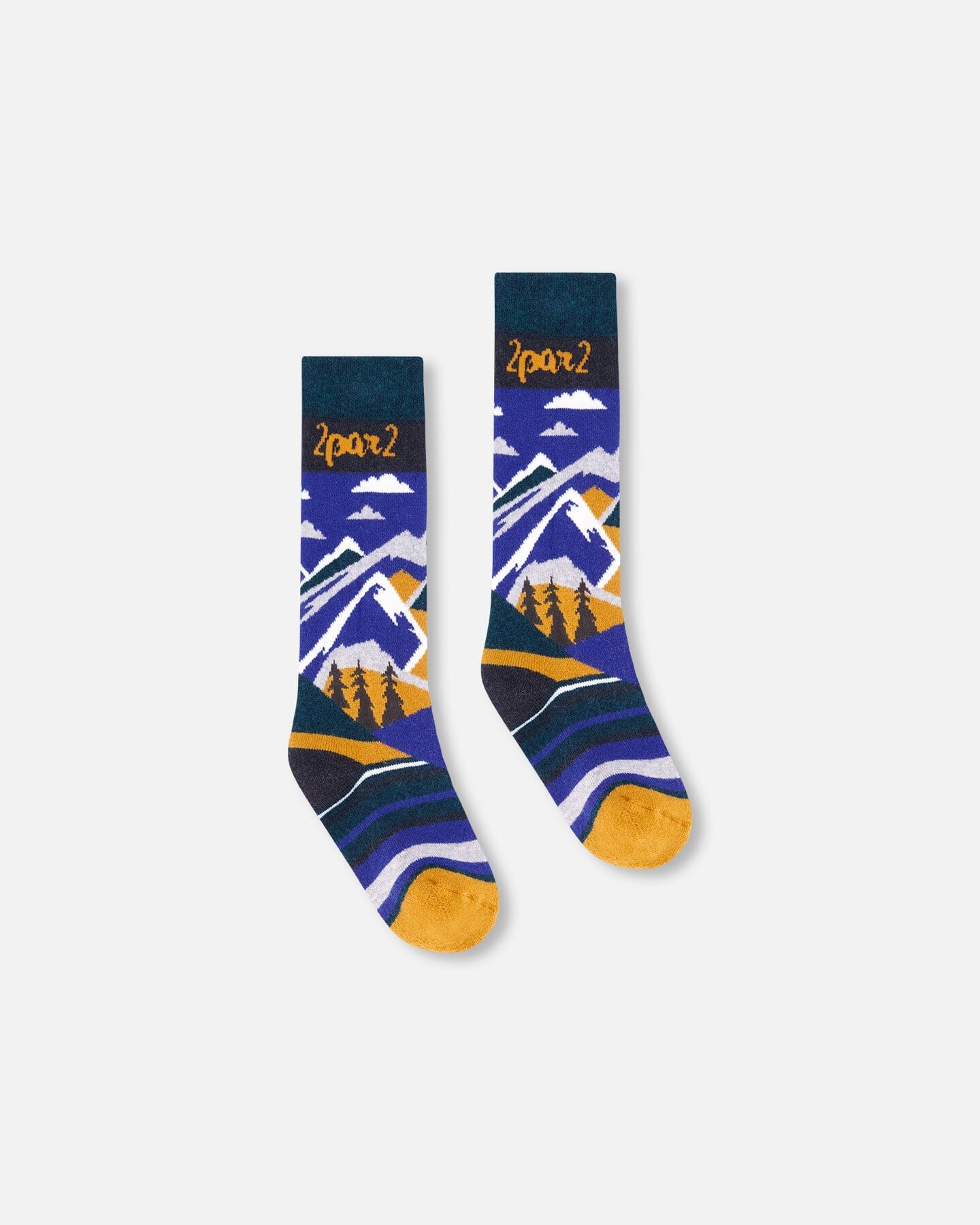 Winter Ski Socks With Merino Wool Deep Teal - Deux par Deux