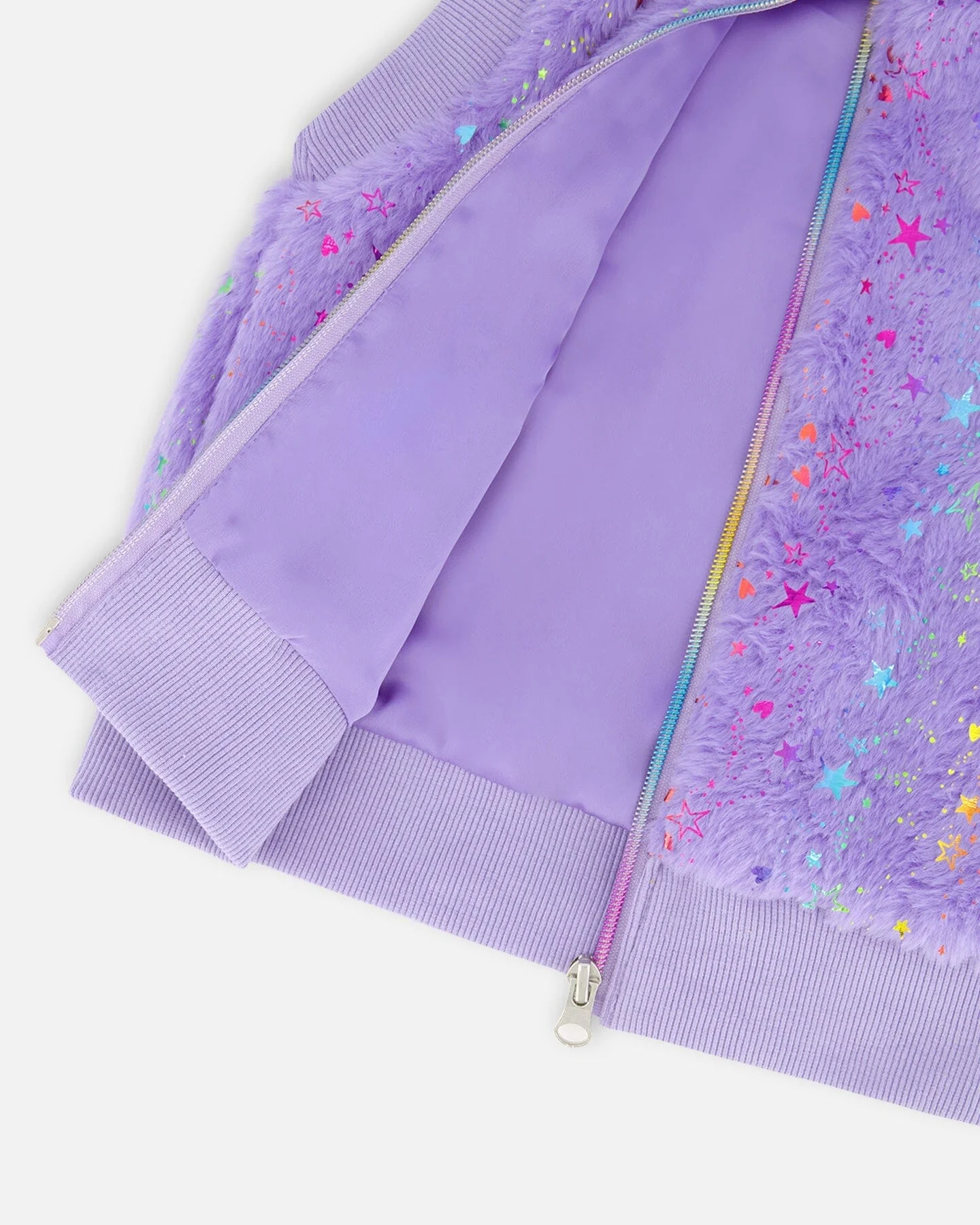 Faux Fur Zipped Vest Lavender - Deux par Deux