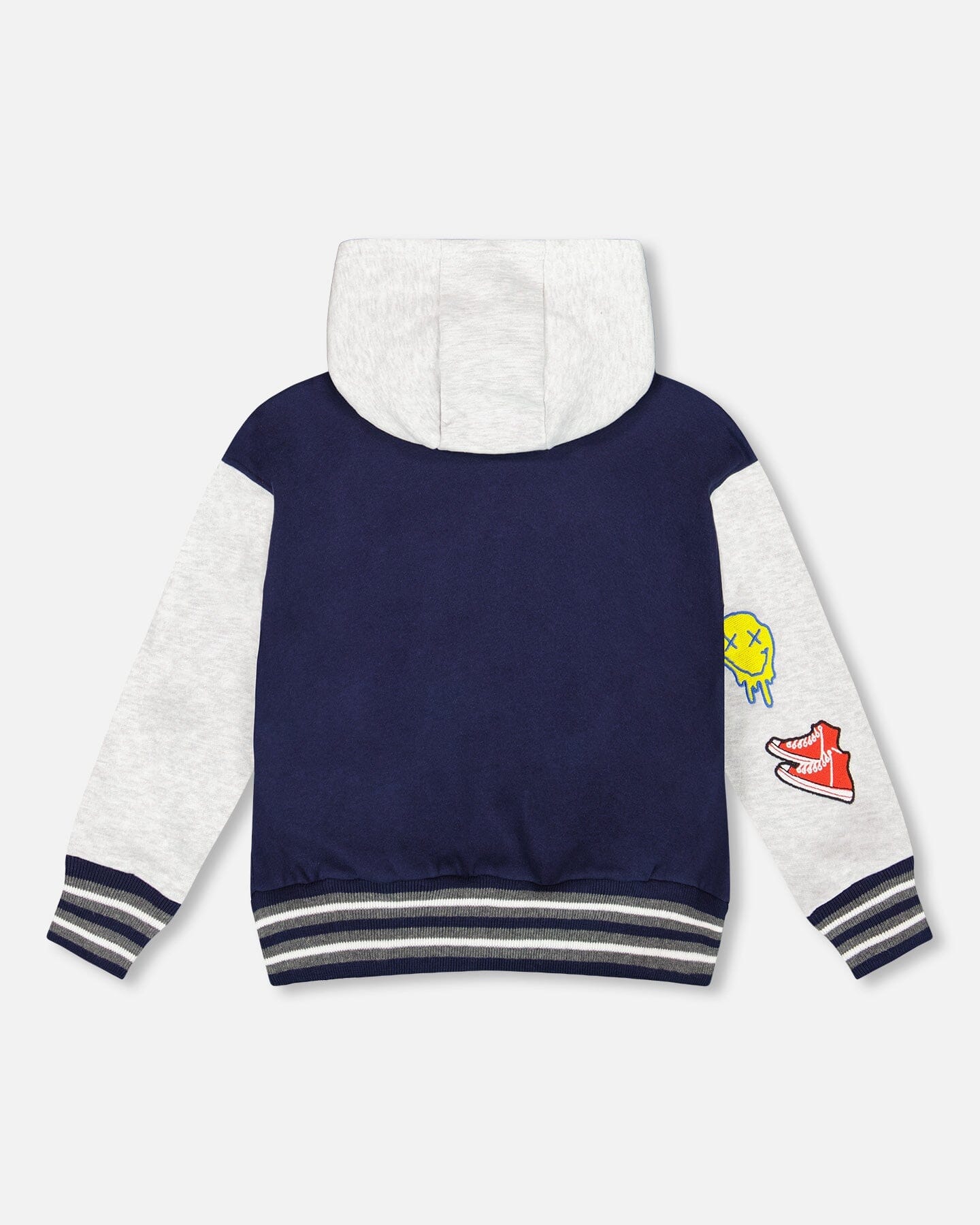 Full Zip Hooded Fleece Jacket Navy Blue - Deux par Deux