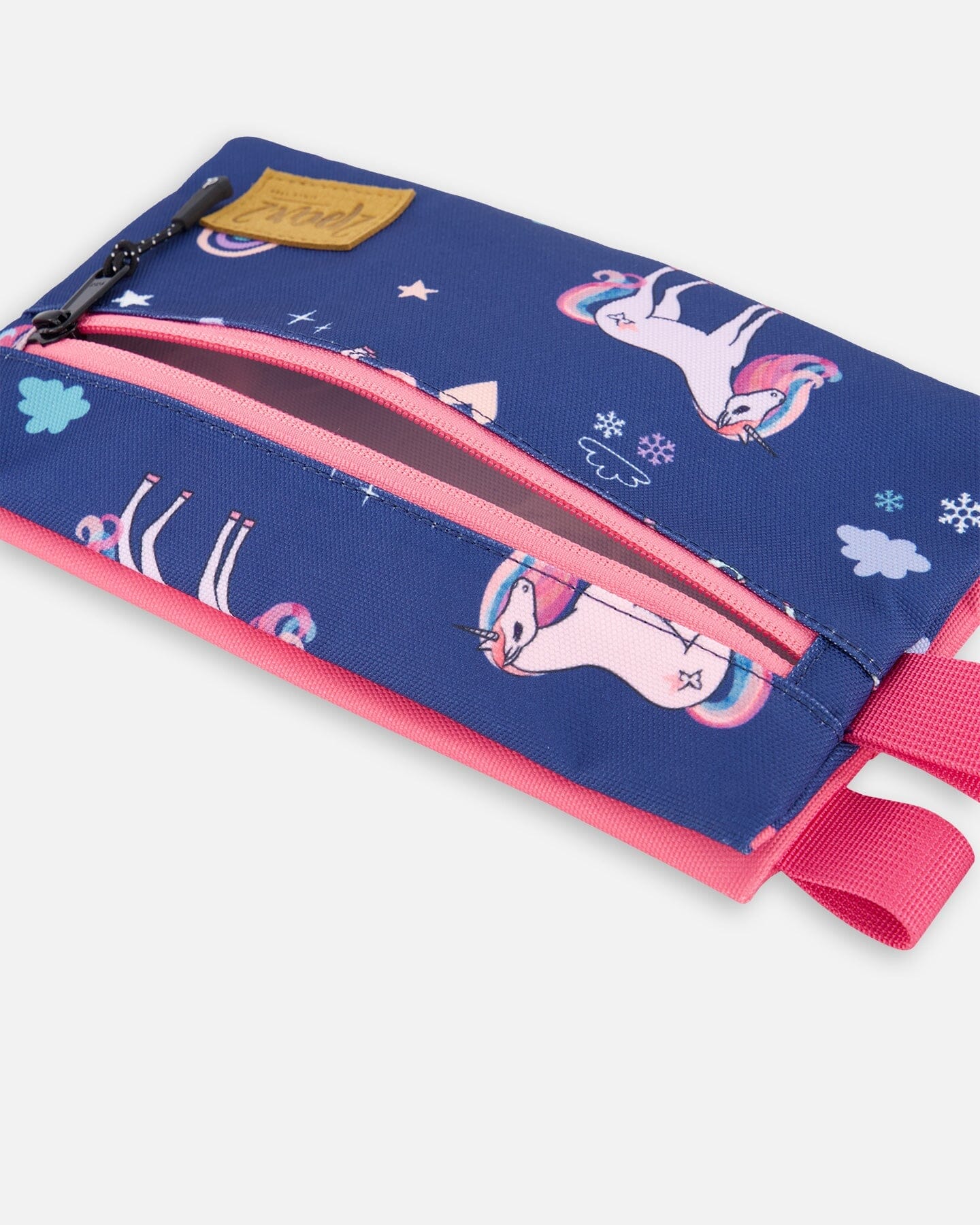 Double Pencil Case Navy Unicorn Print - Deux par Deux