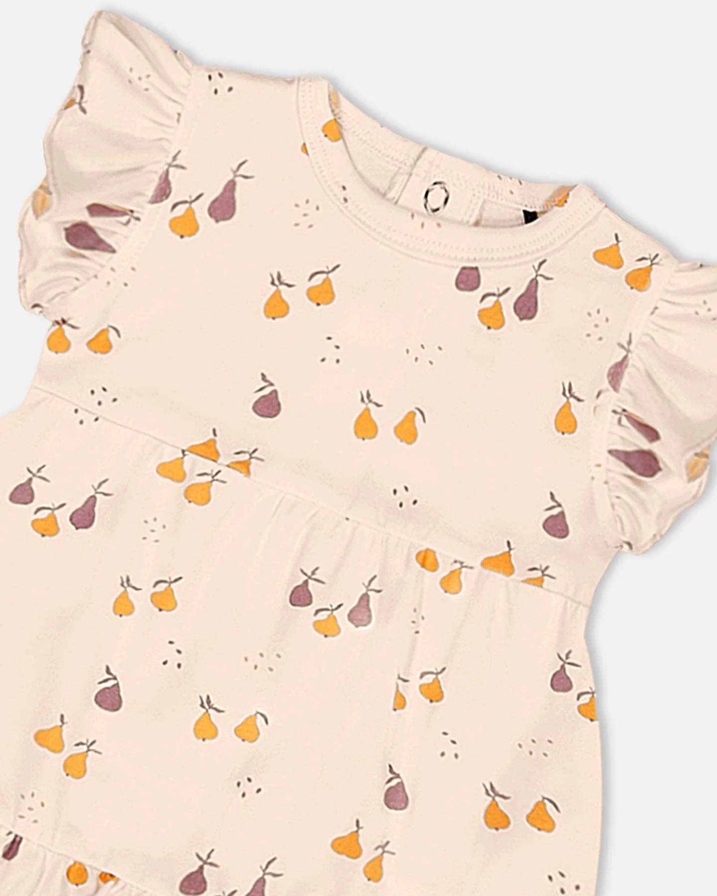 Printed Organic Cotton Dress And Bloomer Set Peach With Pears - Deux par Deux