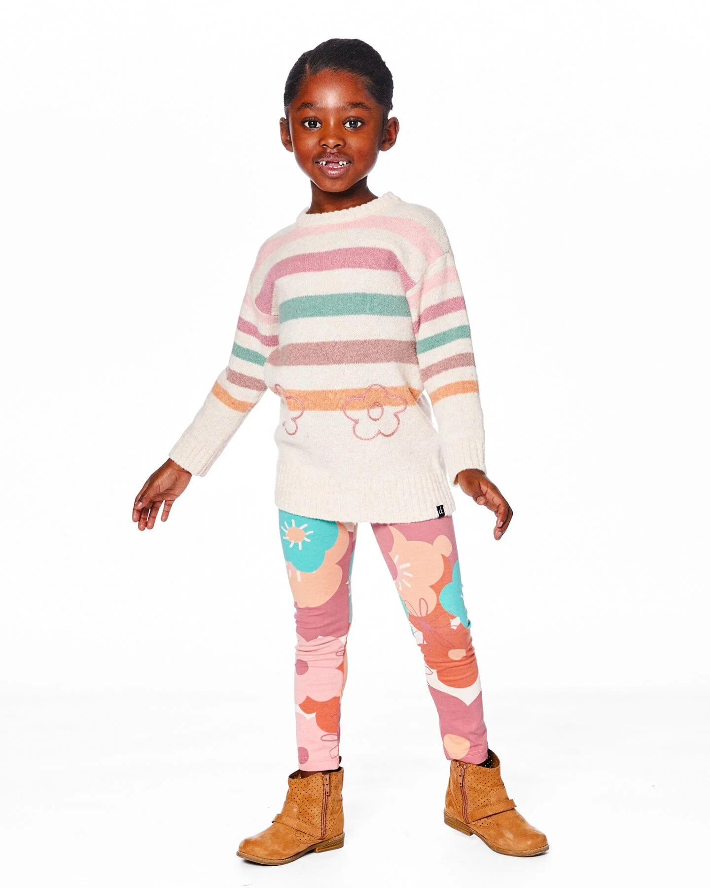 Knitted Tunic Off-White With Stripes - Deux par Deux