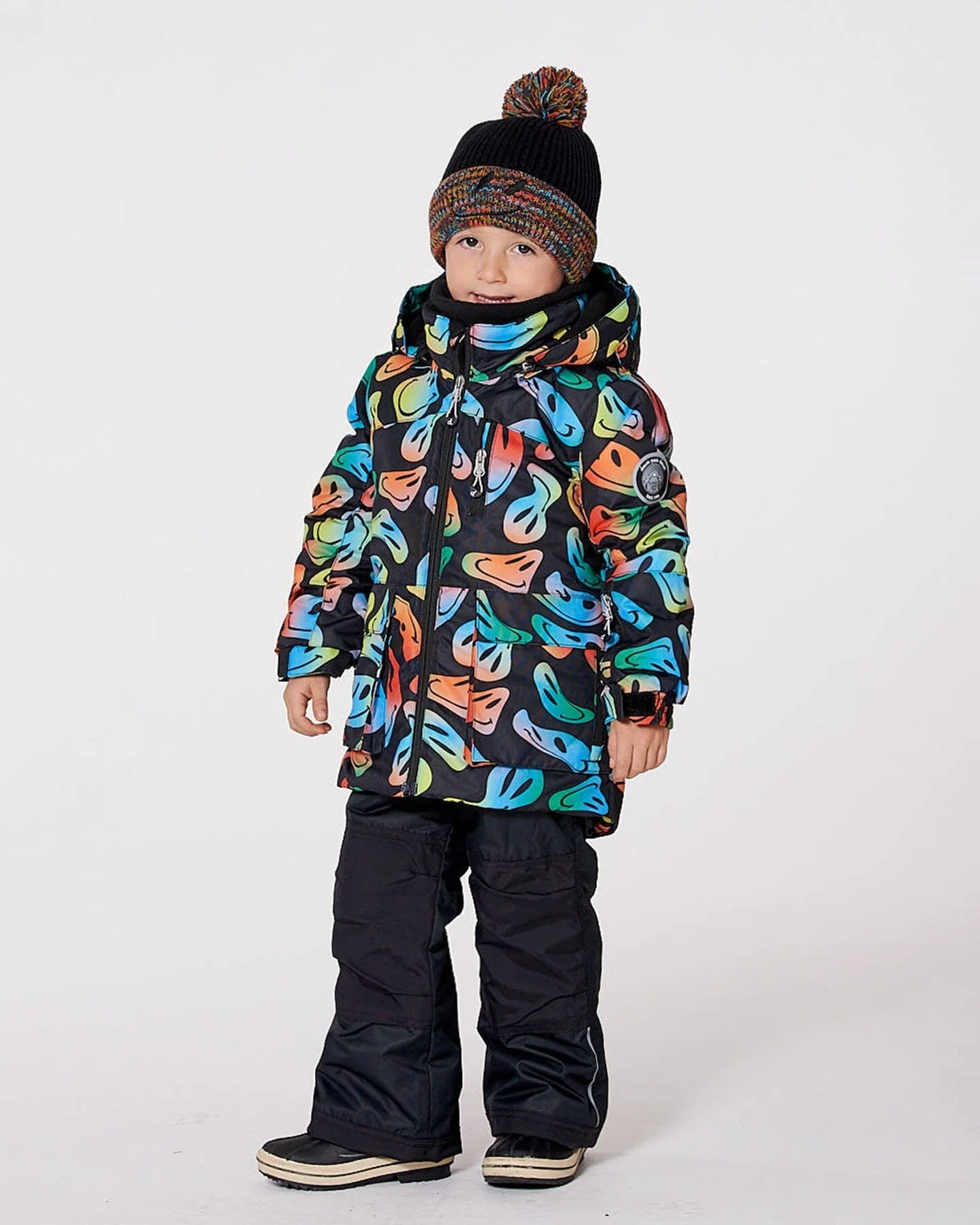 Two-Piece Play Snowsuit With Allover Print Jacket Smiley Face - Deux par Deux
