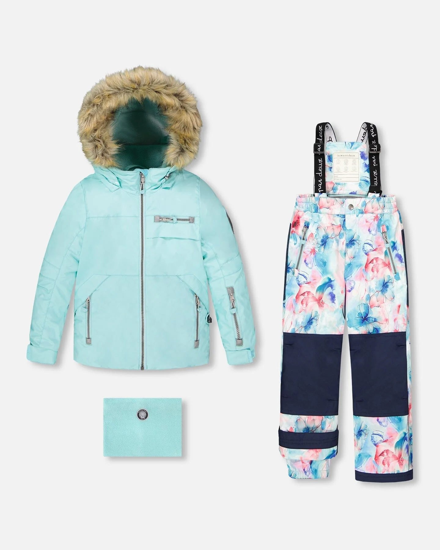 Two-Piece Play Snowsuit Blue Flower Print - Deux par Deux