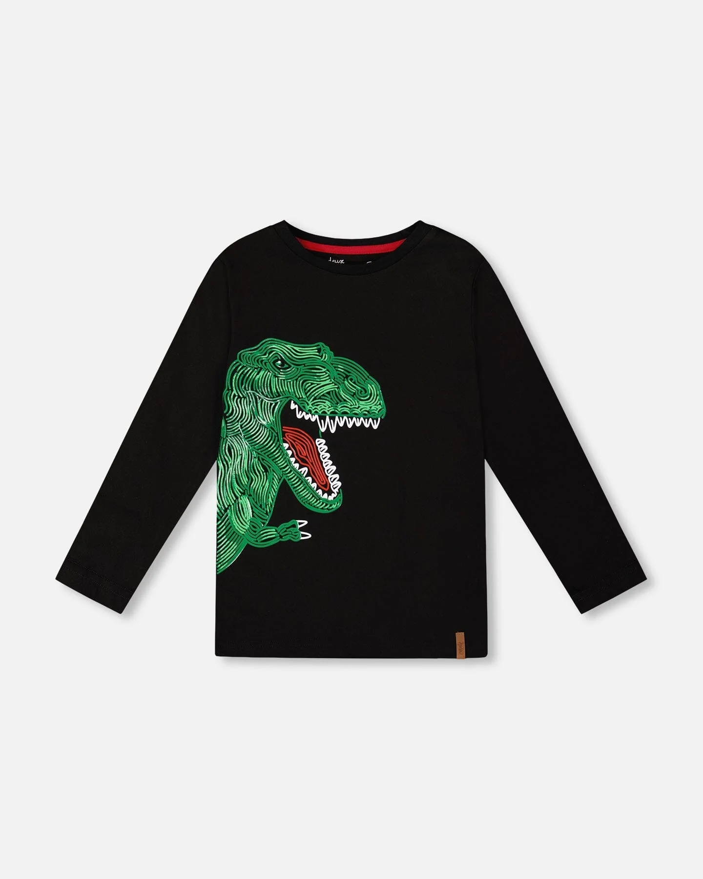 Long Sleeve Jersey Tee Shirt With Dinosaur - Deux par Deux