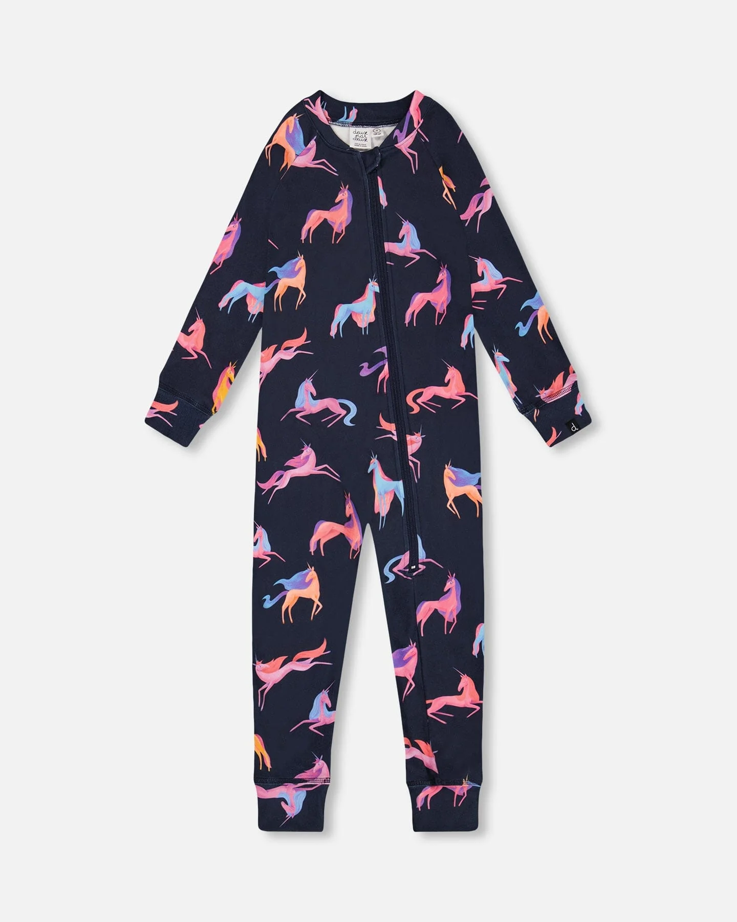 One Piece Thermal Underwear Navy Printed Unicorn - Deux par Deux