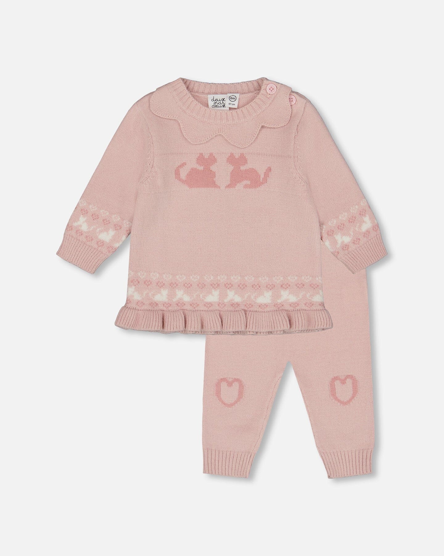 Knitted Top And Pant Set Light Pink - Deux par Deux