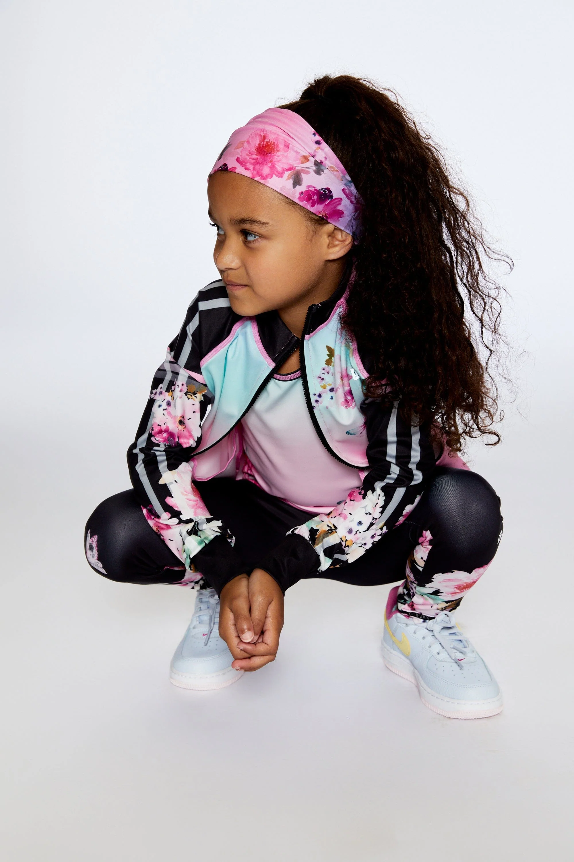 Athletic Headband Gradient Pink Printed Big Flowers - Deux par Deux