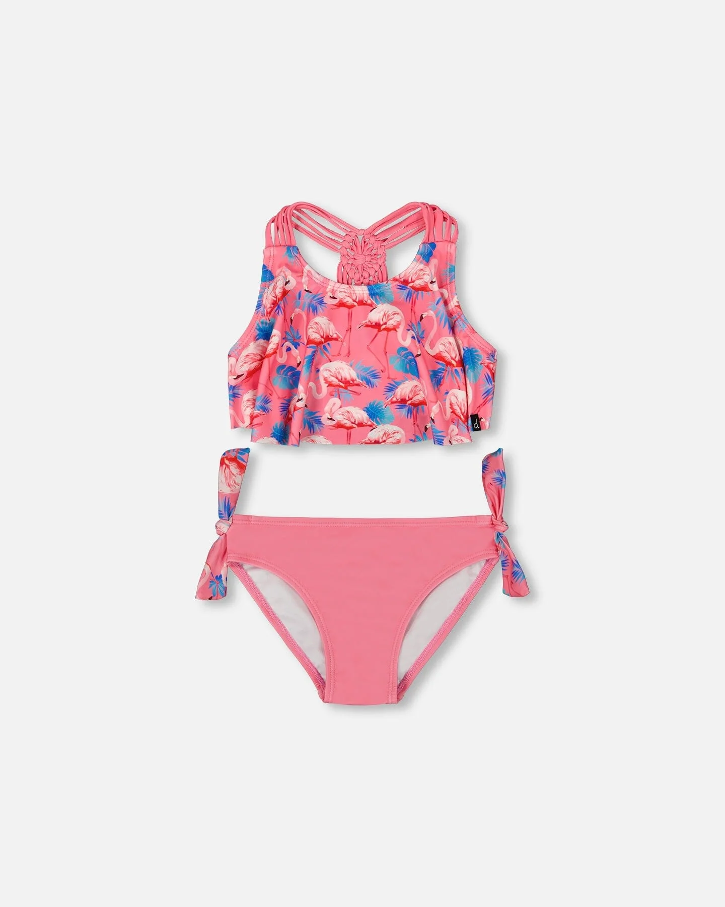Printed Two-Piece Swimsuit Candy Pink And Pink Flamingo - Deux par Deux