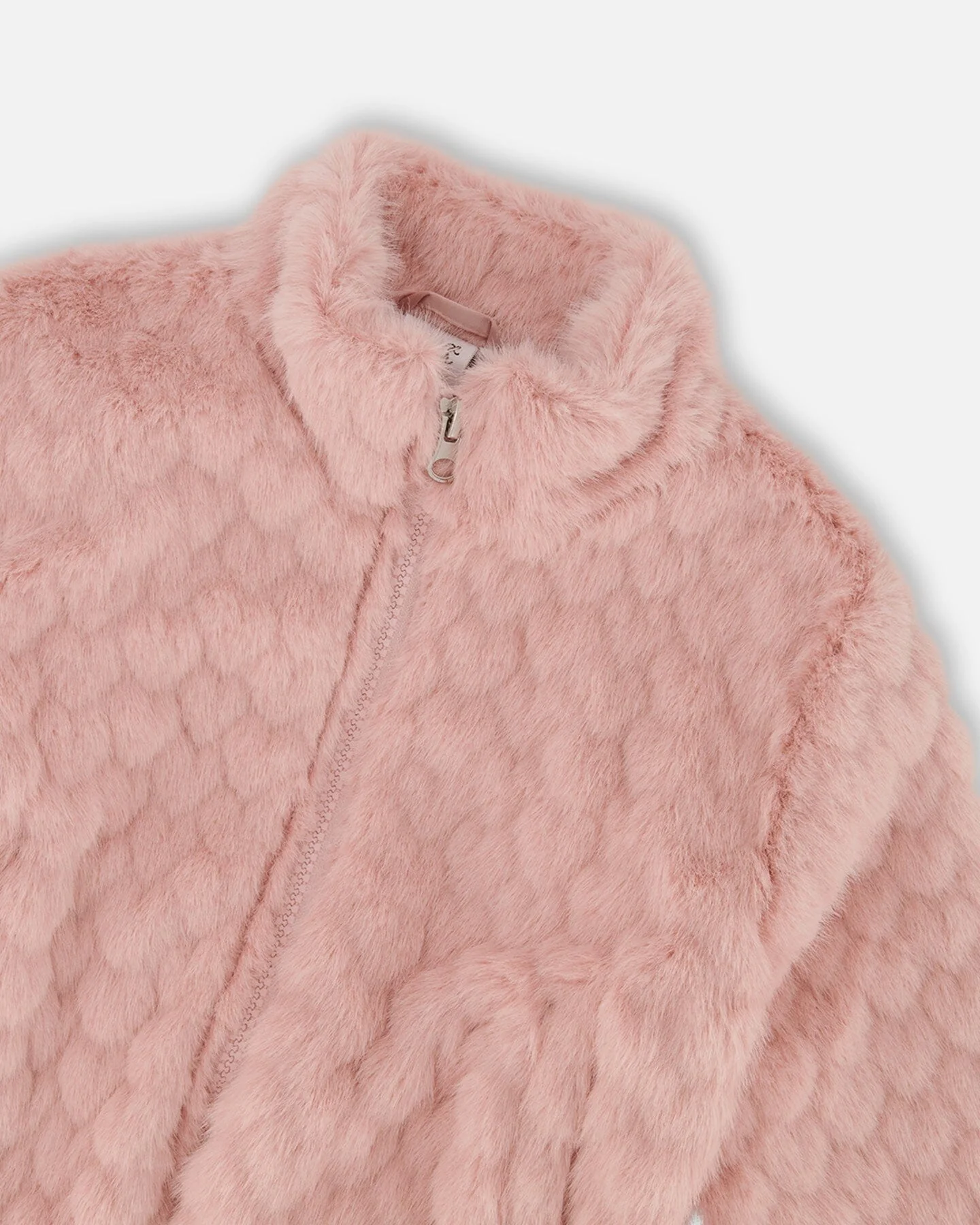 Faux Fur Jacquard Jacket Dusty Pink - Deux par Deux