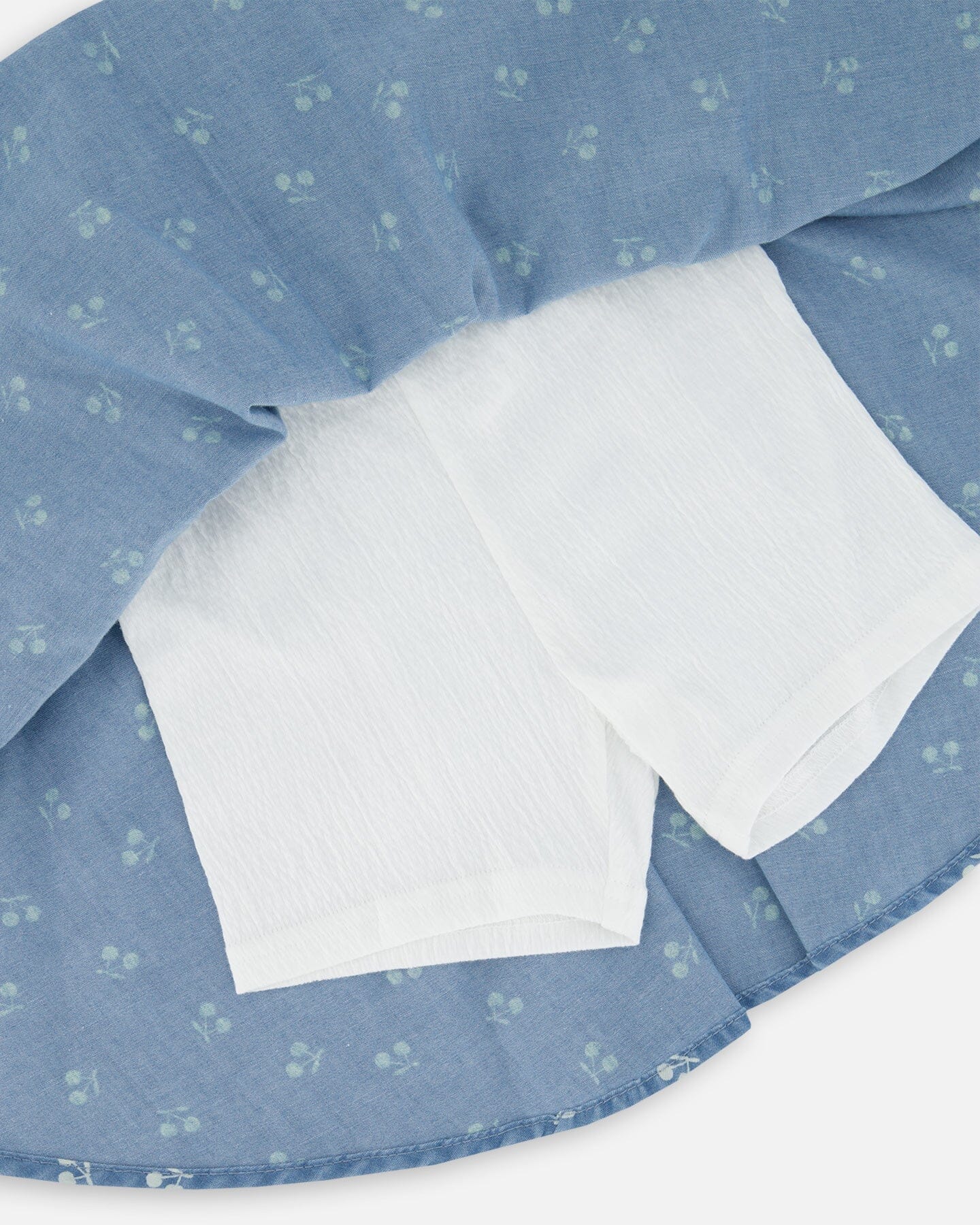 Printed Chambray Skort Blue And White Cherries - Deux par Deux