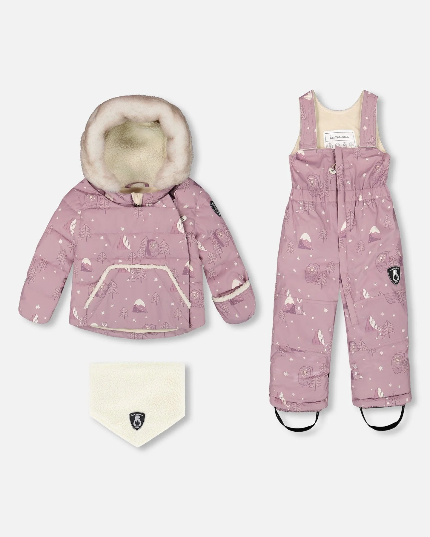 Two-Piece Baby Snug Snowsuit Purple Bear Print - Deux par Deux