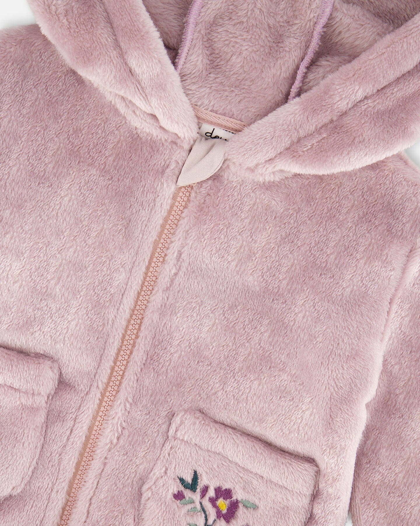 Hooded Zip Plush Jacket Neutral Purple - Deux par Deux
