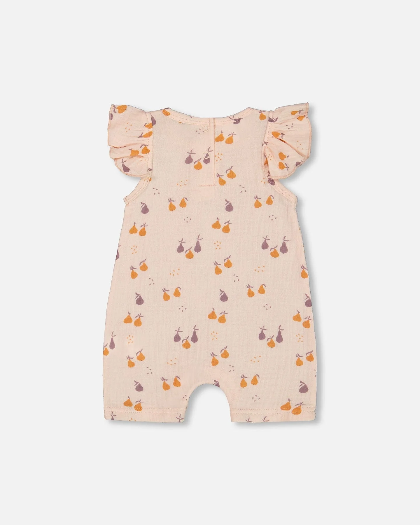 Printed Muslin One Piece Romper Peach With Pears - Deux par Deux