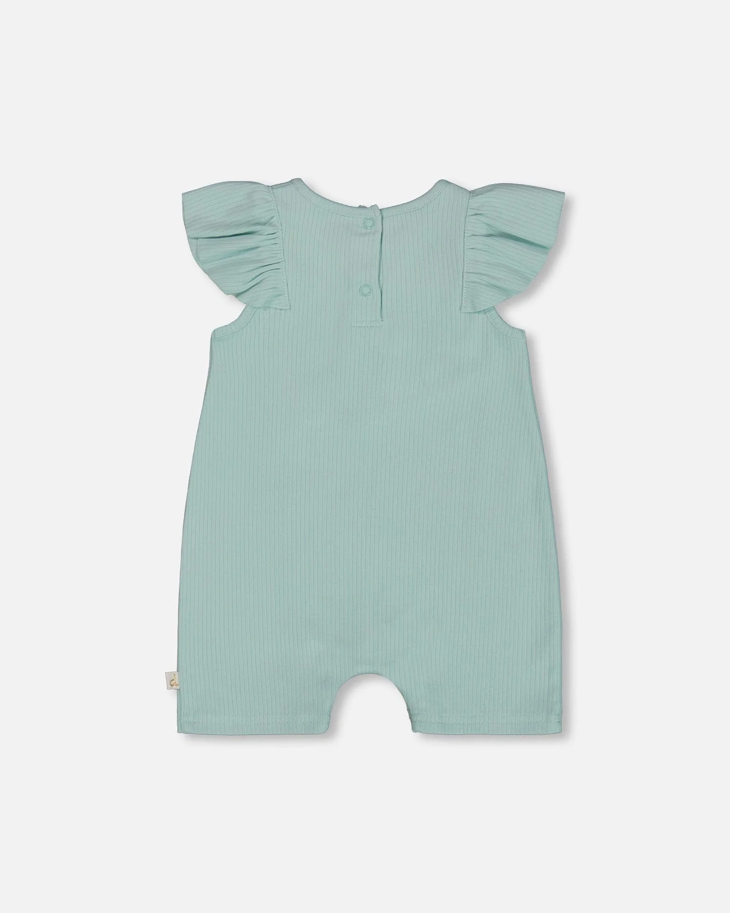 Organic Cotton Romper With Frills Light Blue - Deux par Deux