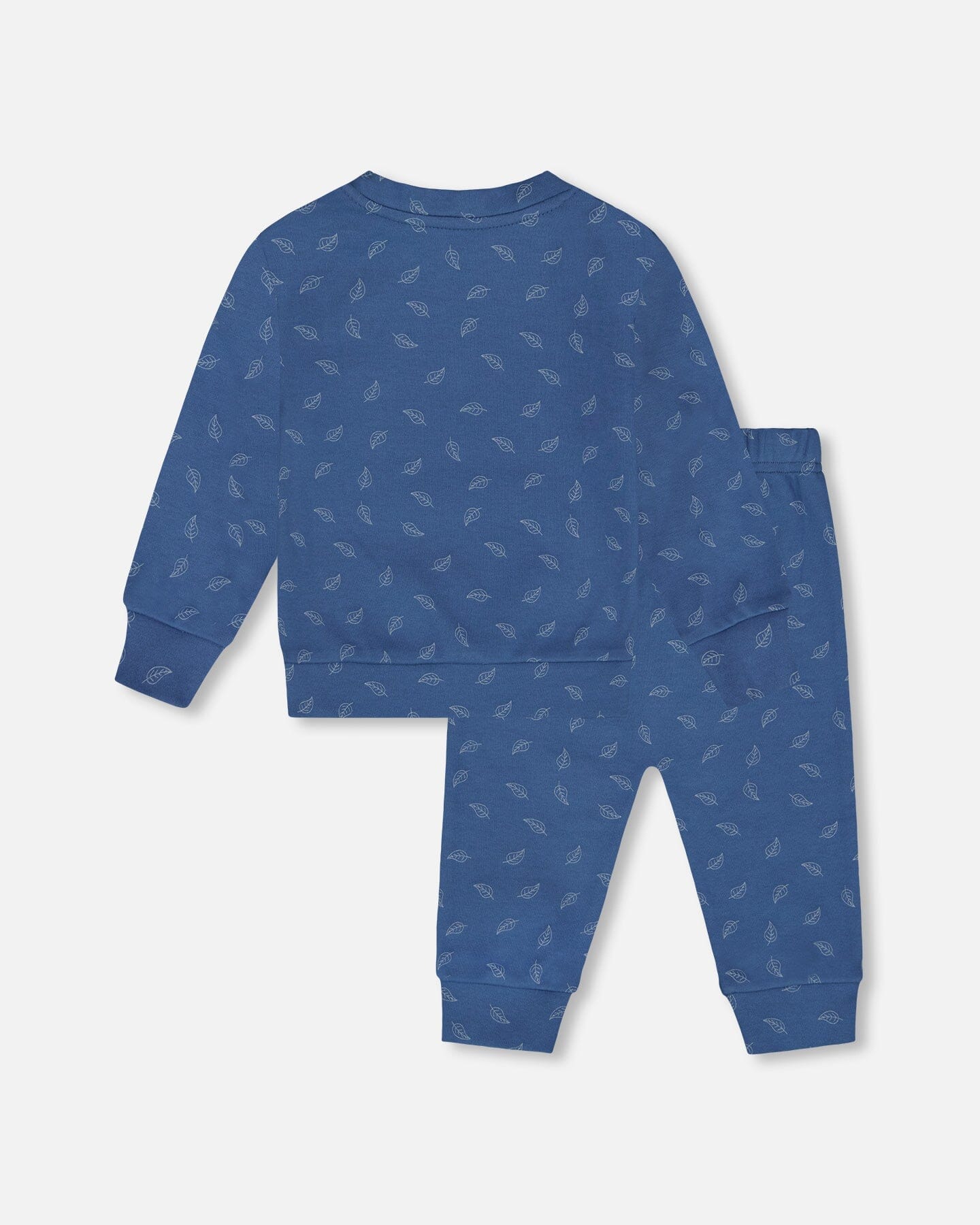 Organic Cotton Pant And Top Set Blue Leaf Print - Deux par Deux