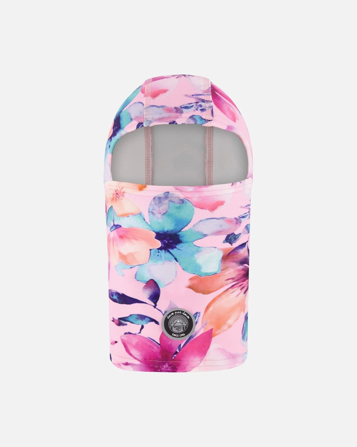 Brushed Jersey Balaclava Pink Watercolor Flower Print - Deux par Deux