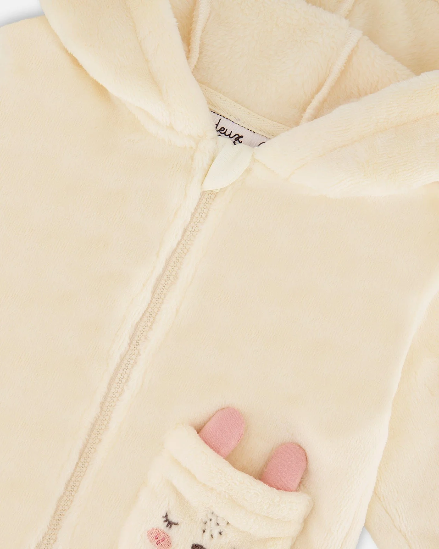 Plush Hooded Jacket Off White - Deux par Deux