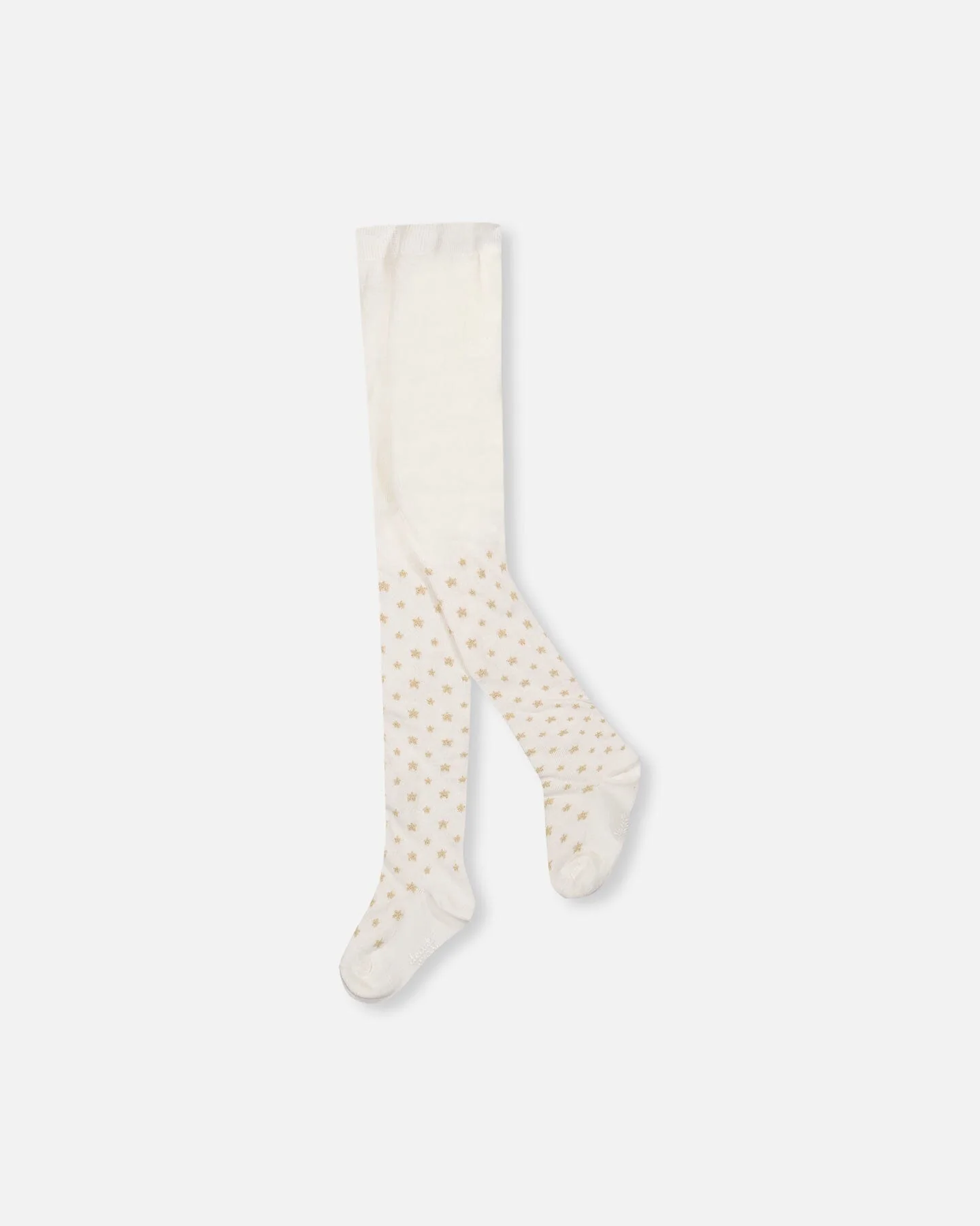 Knit Tights Off-White With Golden Star Pattern - Deux par Deux