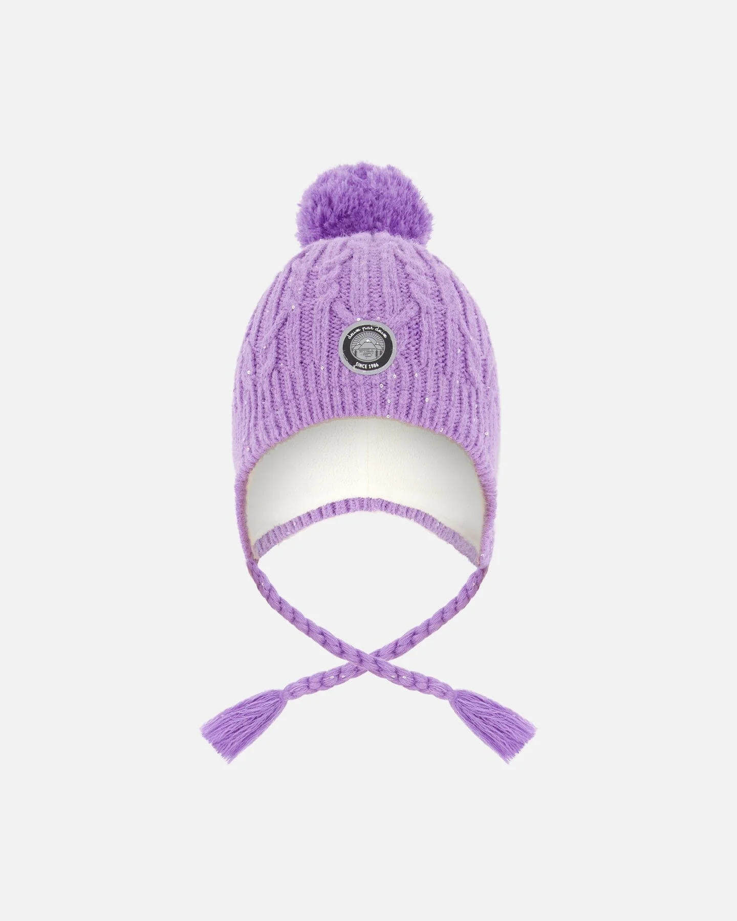 Lined Winter Hat With Pompom Lavender - Deux par Deux
