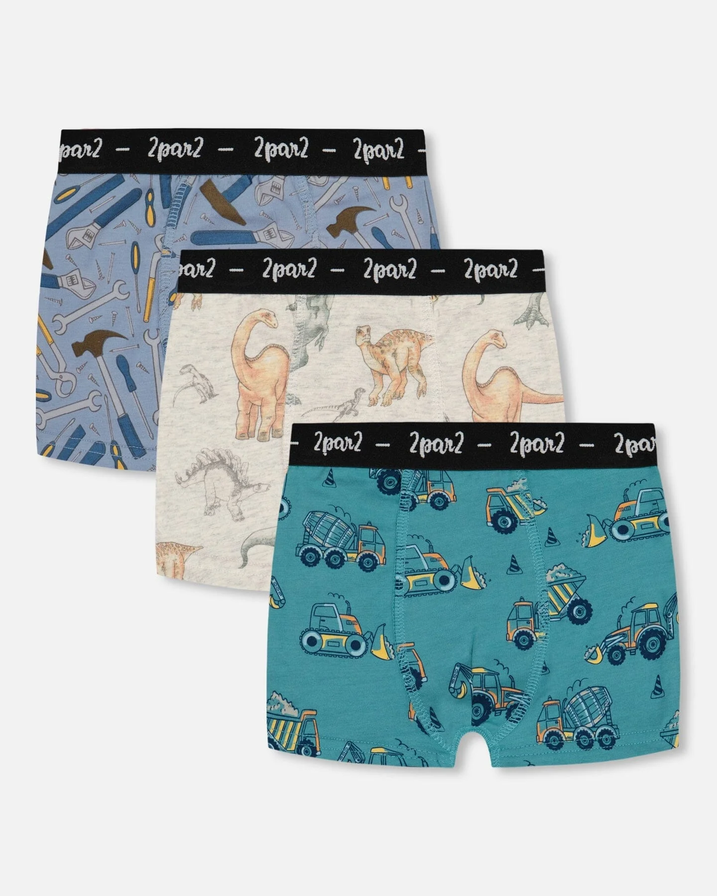 Printed Organic Cotton Boxer Shorts (3 Pack) Multicolored - Deux par Deux