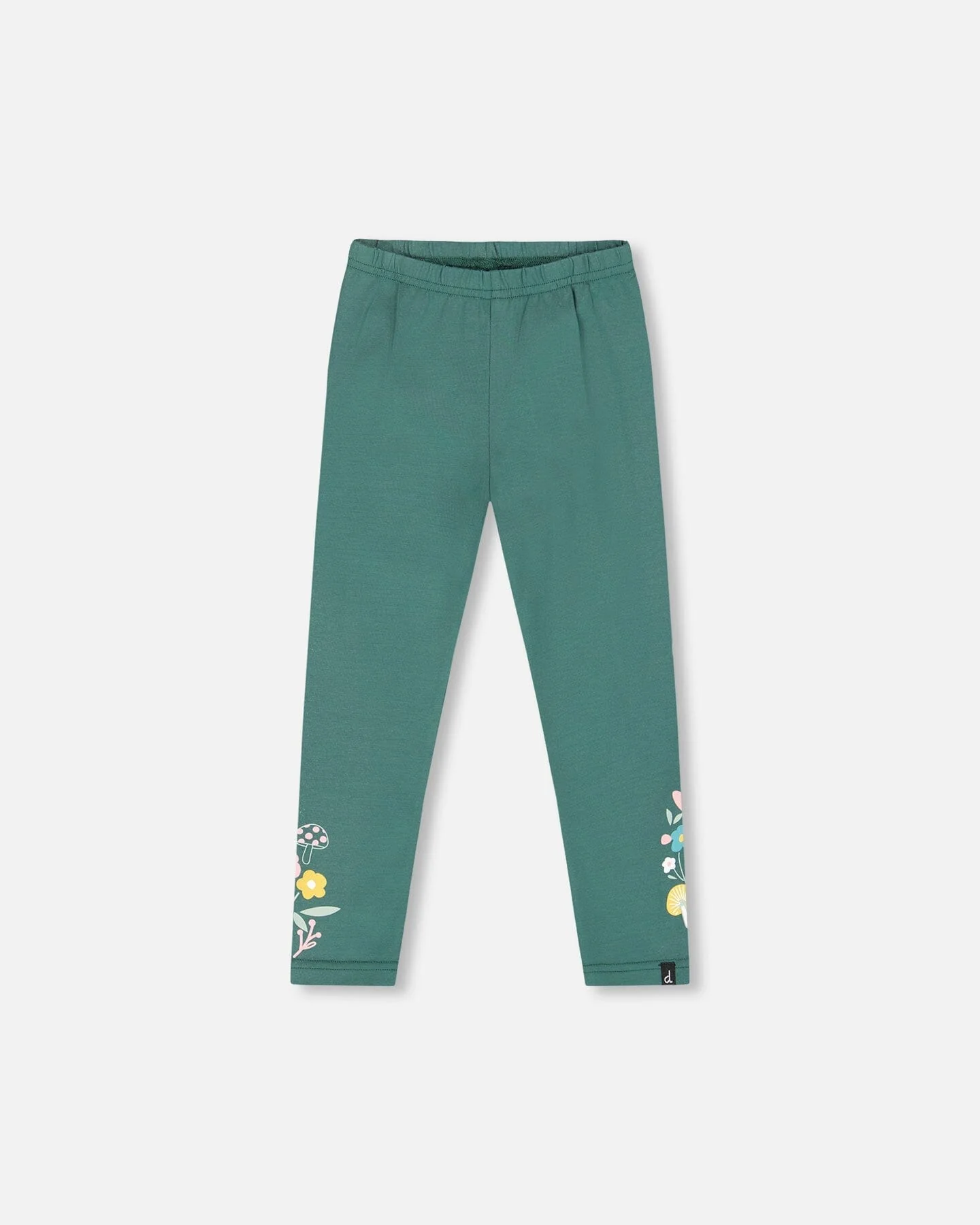 Leggings Dark Green With Flower Print - Deux par Deux