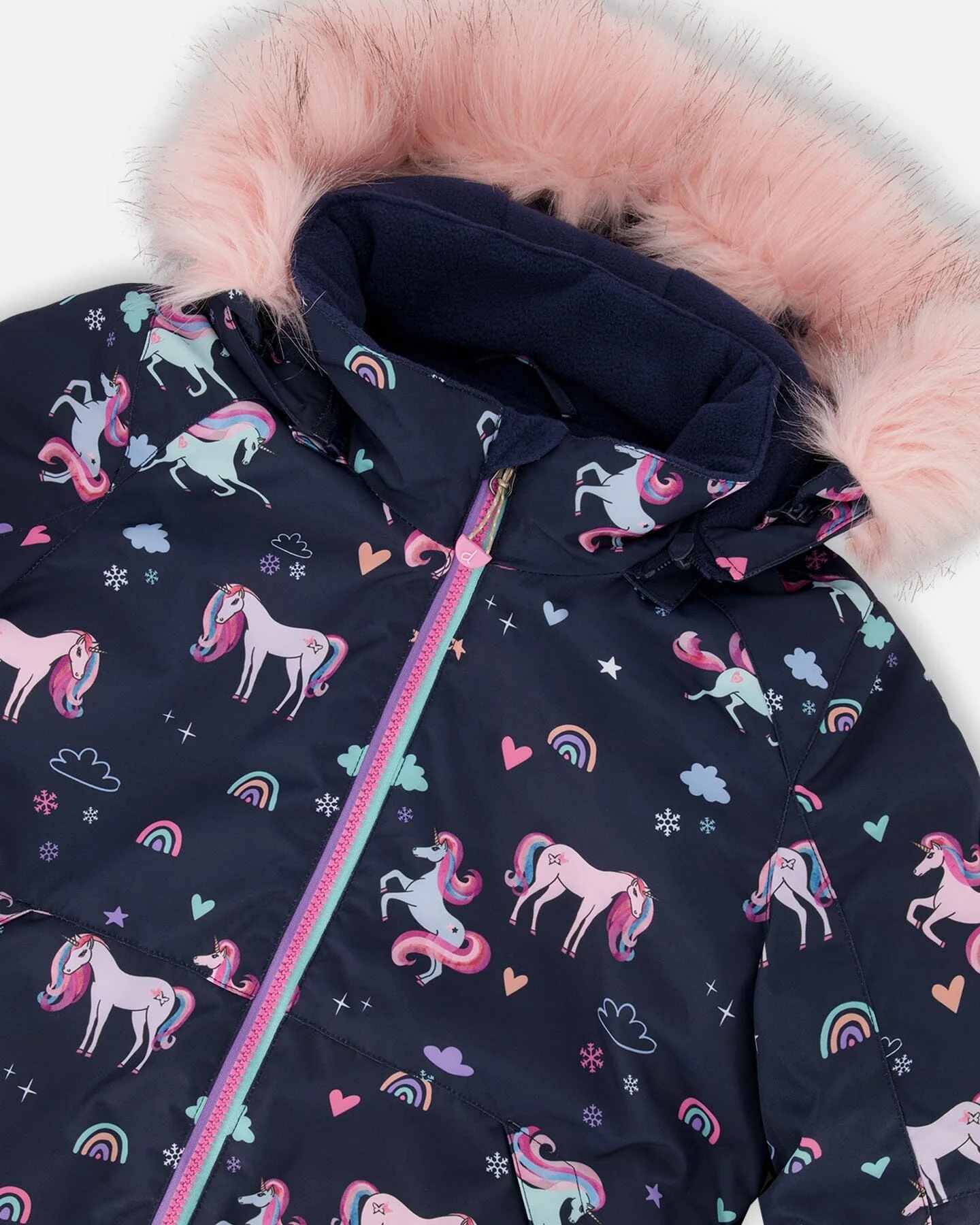 Two-Piece Play Snowsuit With Printed Jacket And Solid Pant Candy Pink - Deux par Deux