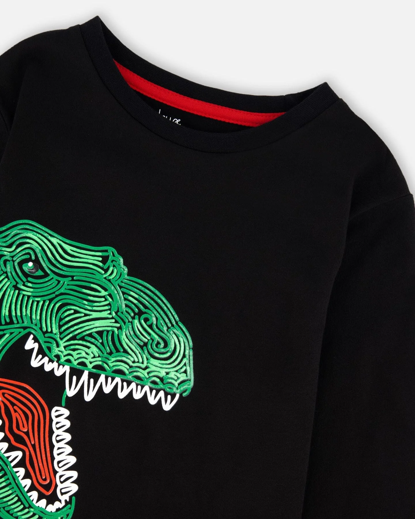 Long Sleeve Jersey Tee Shirt With Dinosaur - Deux par Deux