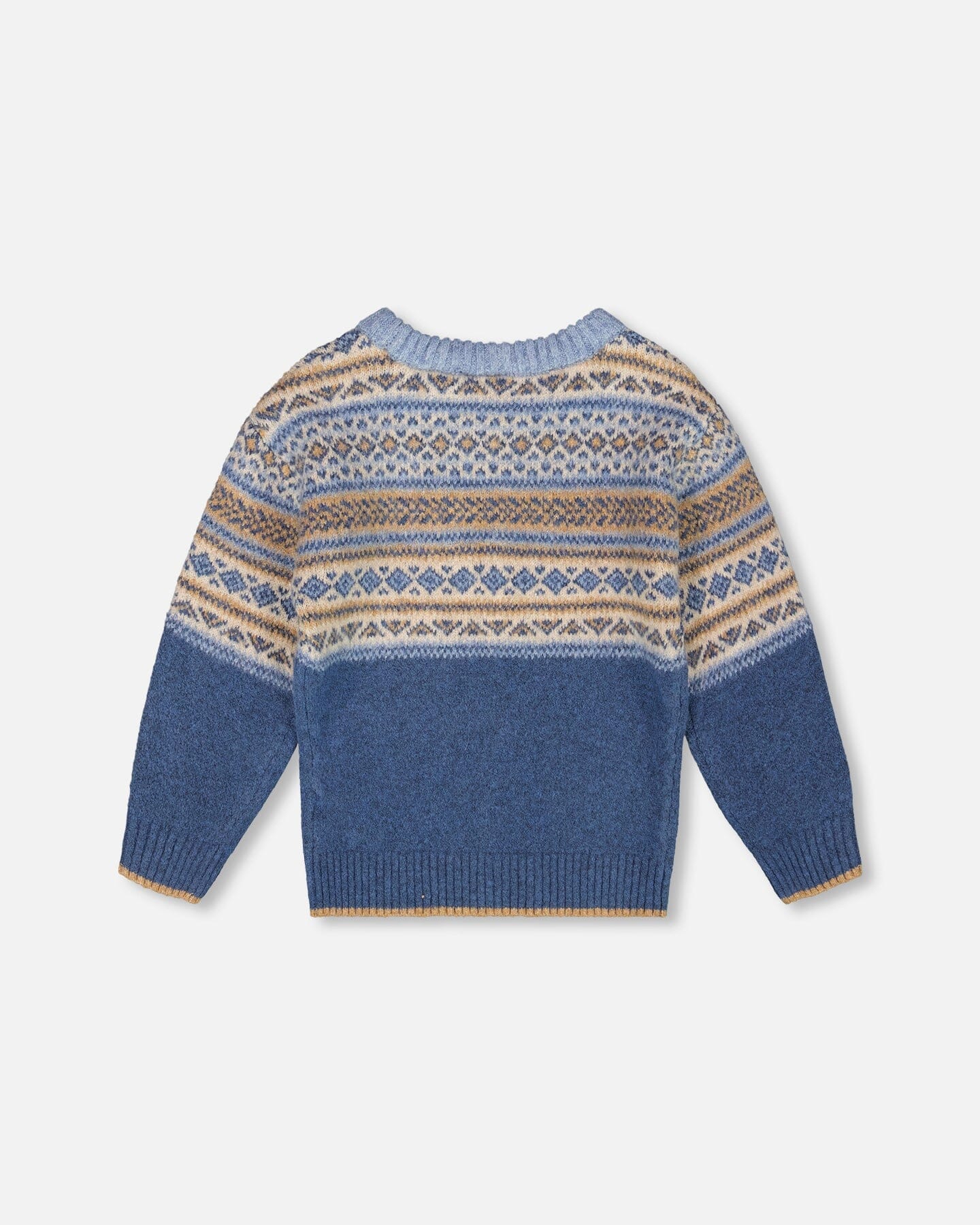Norwegian Jacquard Knit Sweater Blue And Cream - Deux par Deux