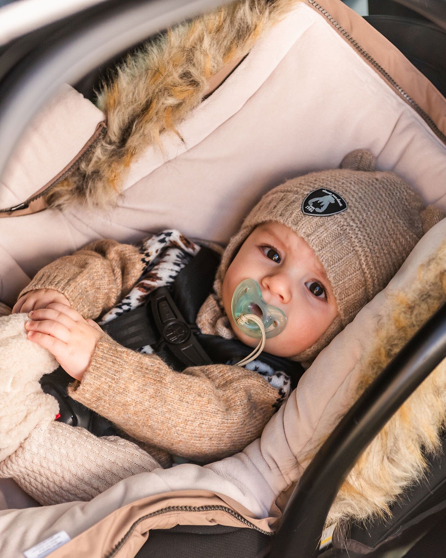 Knit Hat With Ears Beige - Deux par Deux