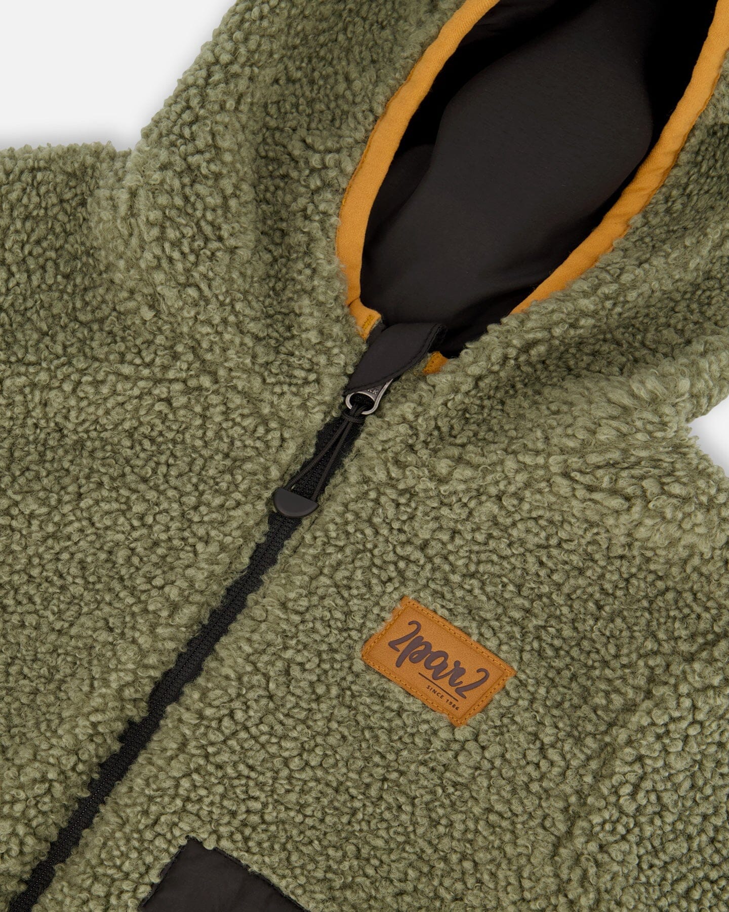 Reversible Mid-Season Sherpa Jacket Khaki - Deux par Deux