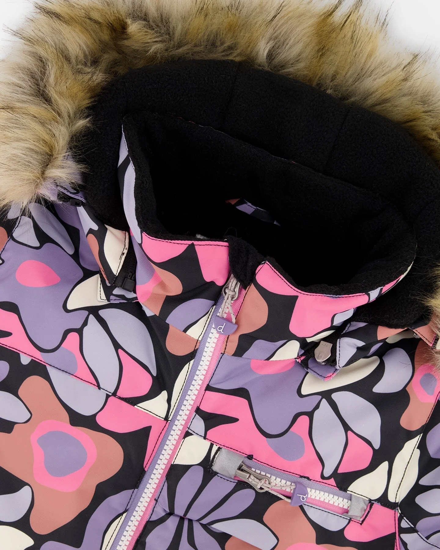 Two-Piece Play Snowsuit With Allover Print Jacket And Solid Pant Black - Deux par Deux