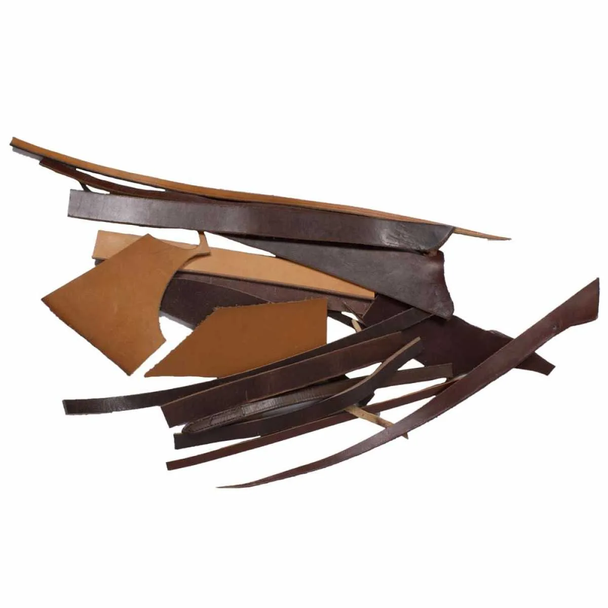 Leather strips, loose remnants from the saddlery.